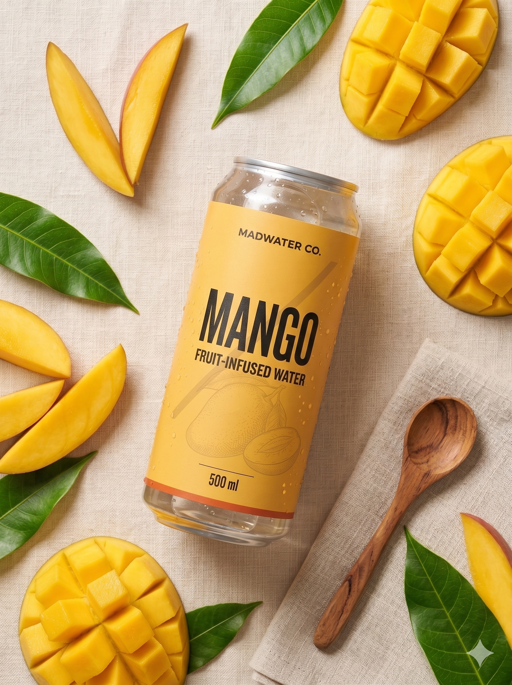 MadWater Mango top-down with sliced mangoes