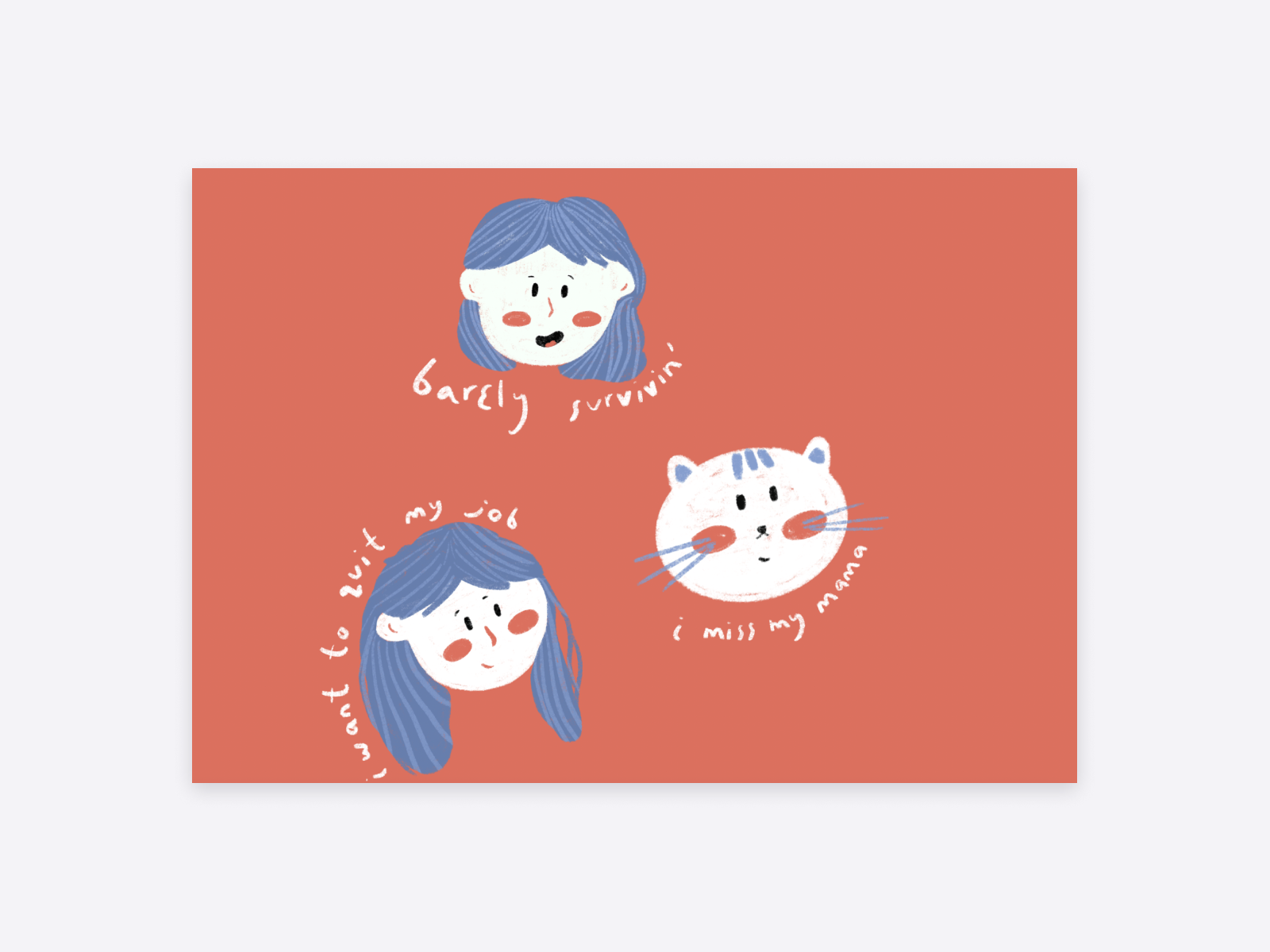 Doodle design, with girls and a cat