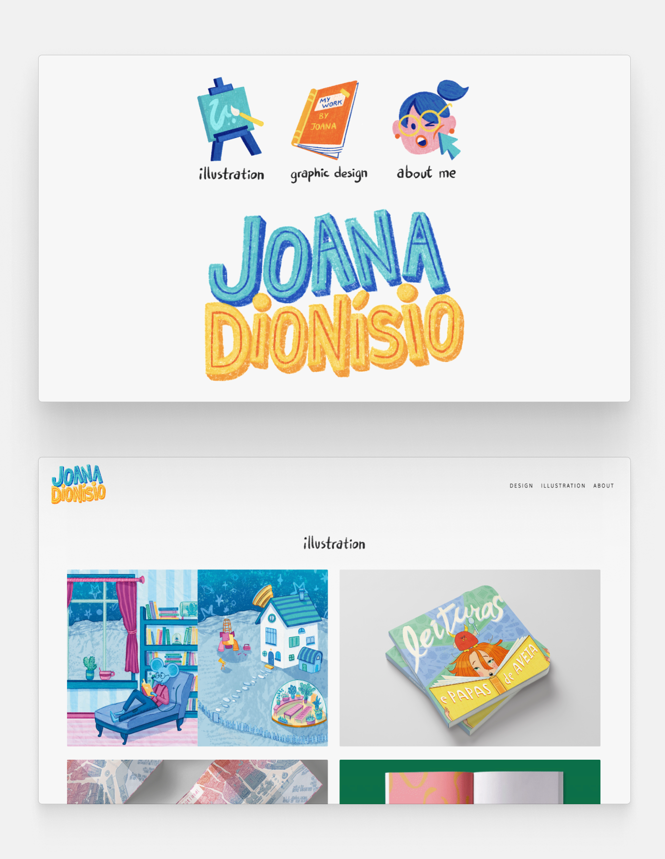 A playful portfolio design with hand-drawn icons.