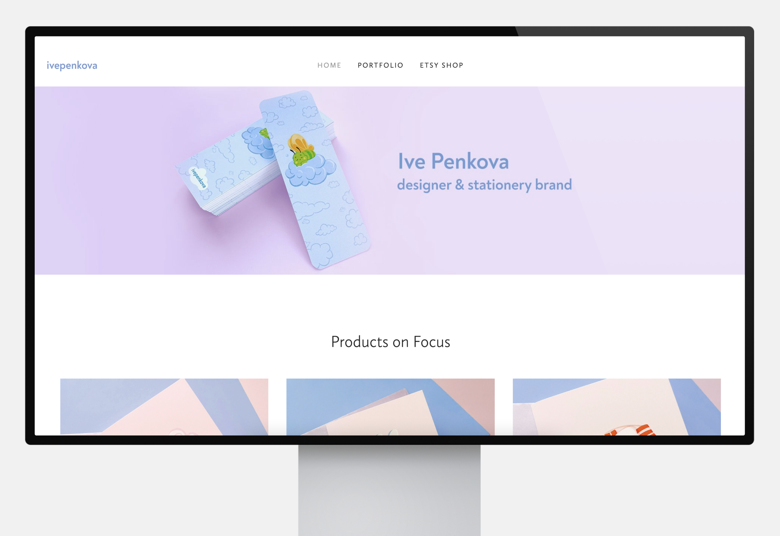 A pastel-colored portfolio featuring stationery design.