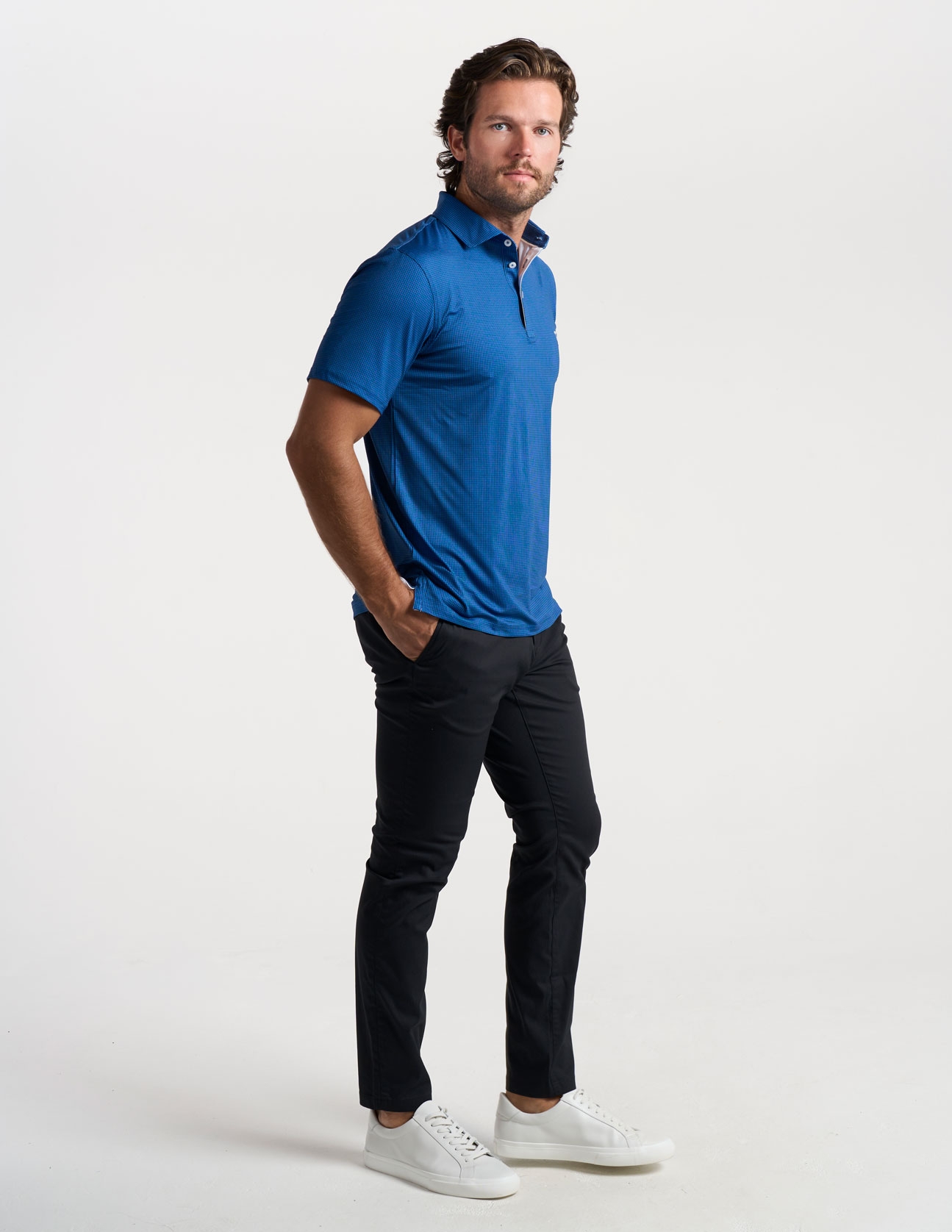 Performance Polo - Navy Houndstooth