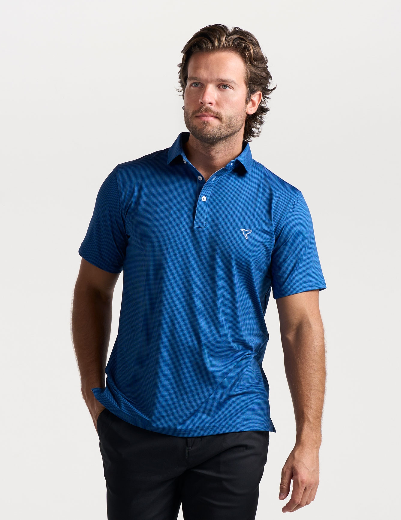 Performance Polo - Navy Houndstooth