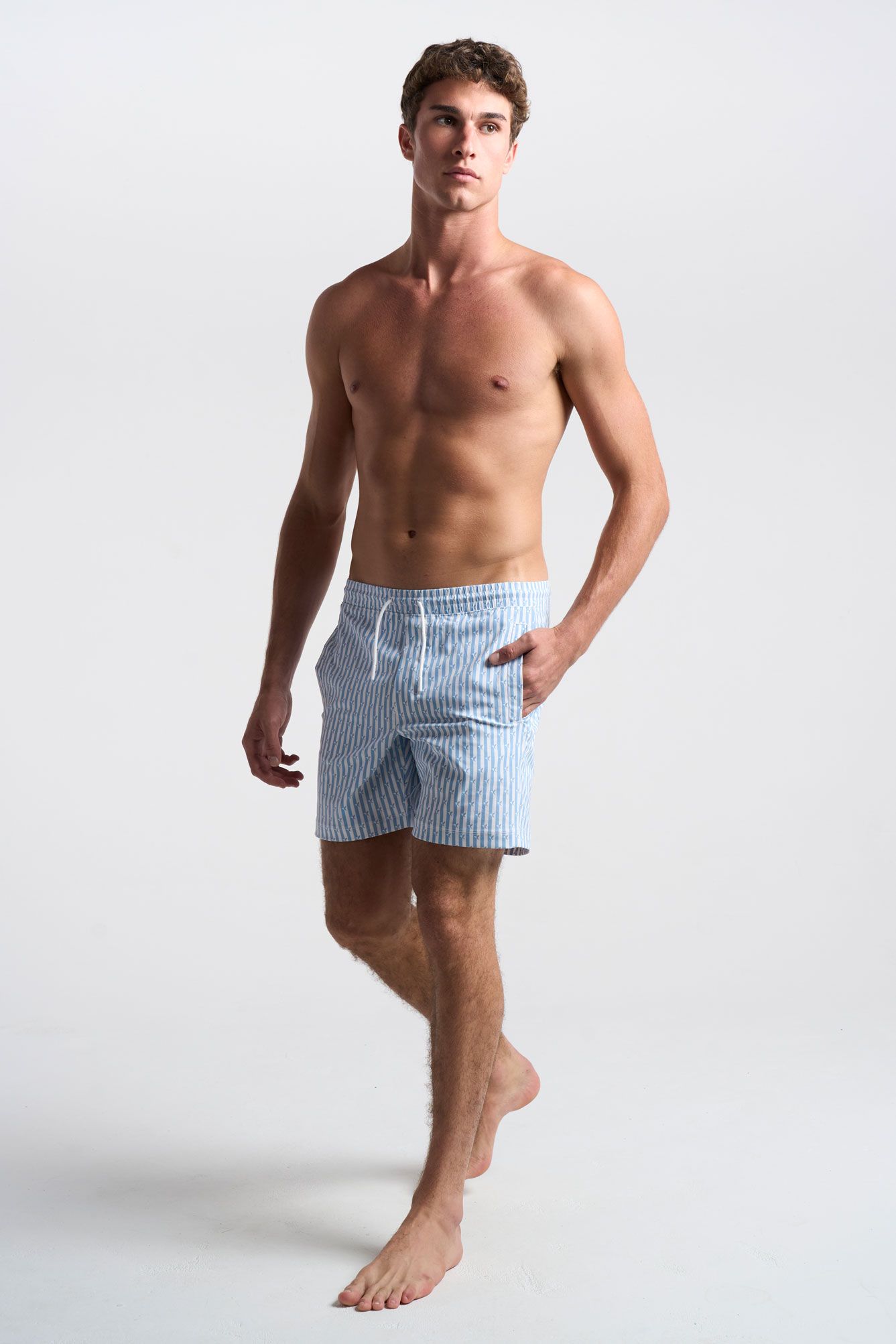 Swim Shorts - Blue & White Stripes