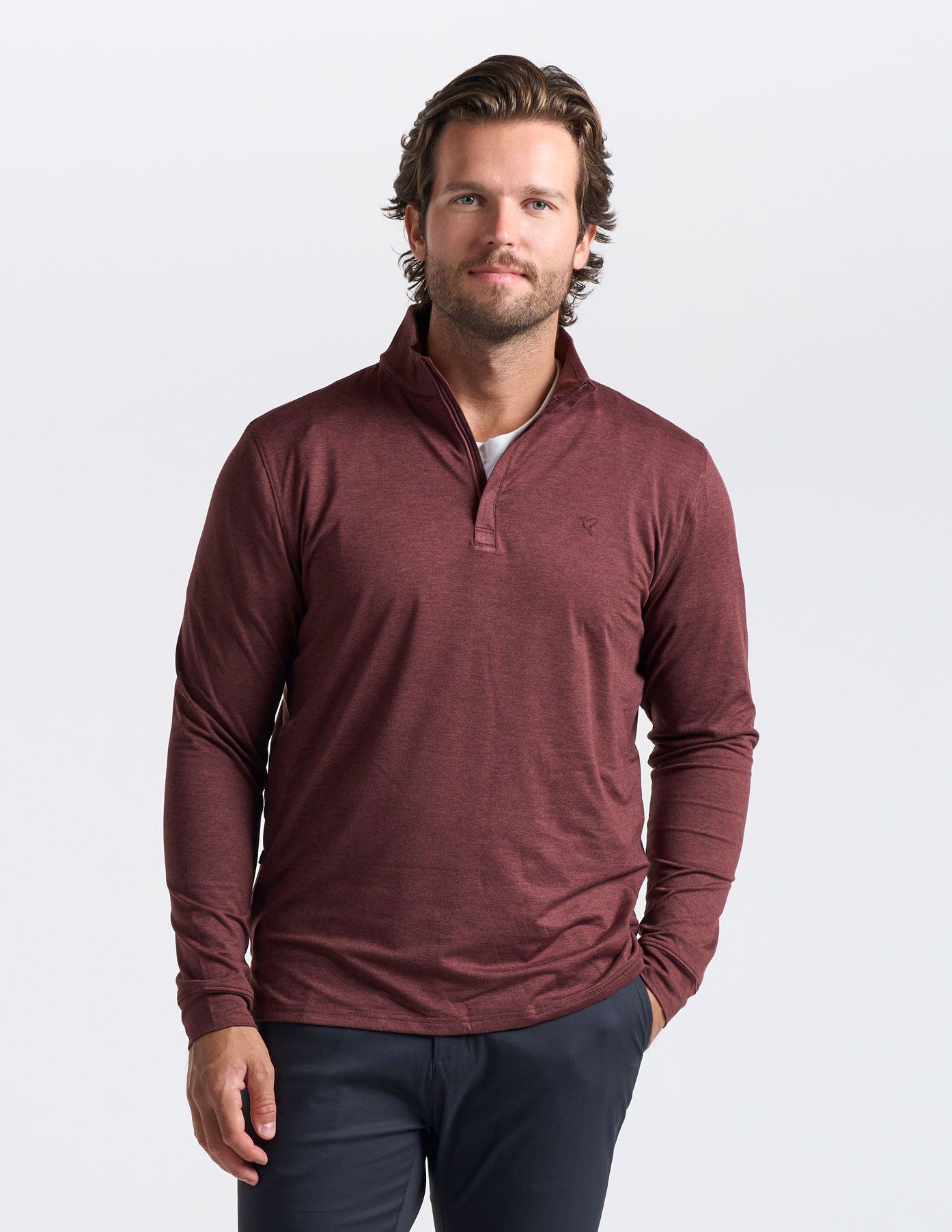 Last Layer Lined Q-Zip - Maroon Heather (The Scarlet Layer)