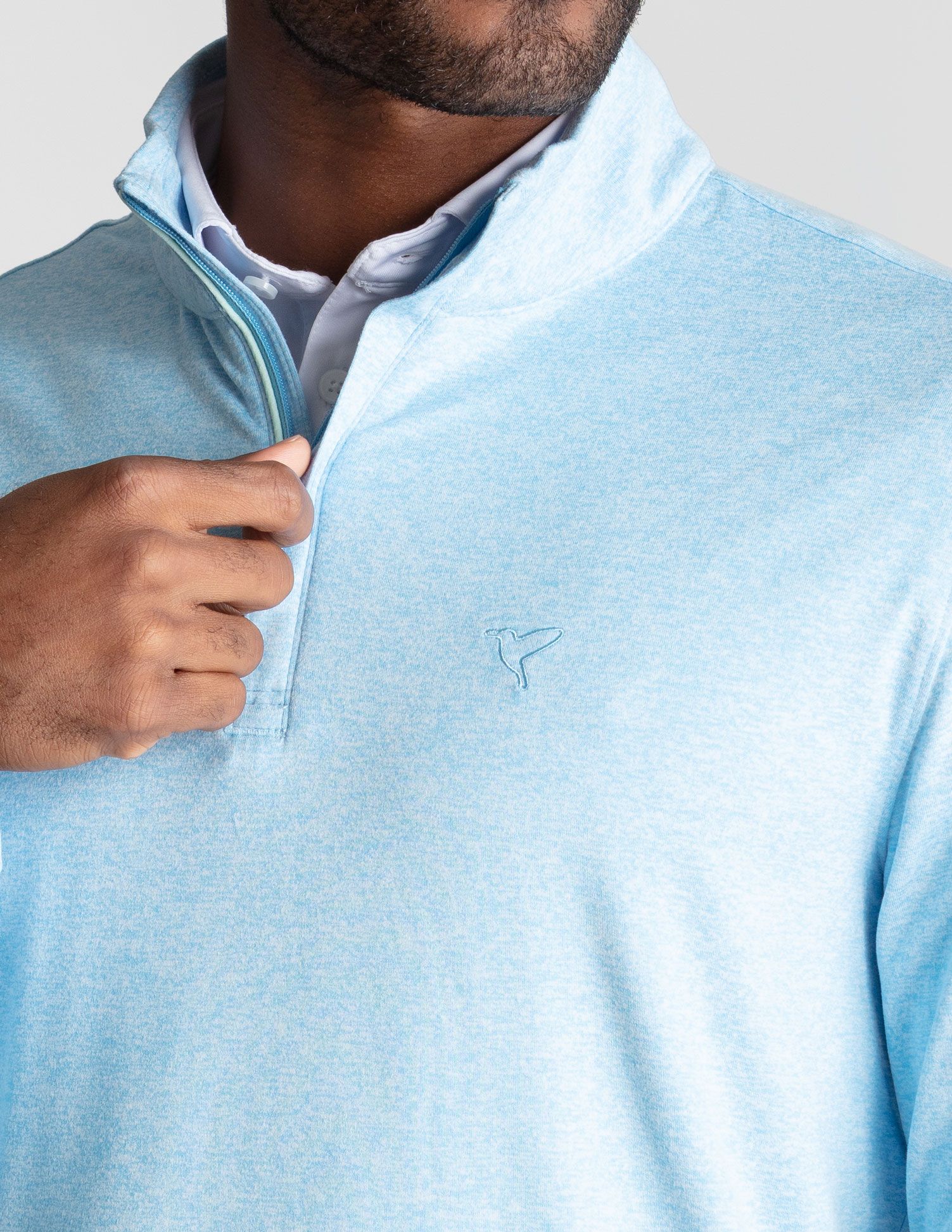 Quarter Zip - Light Blue Heather