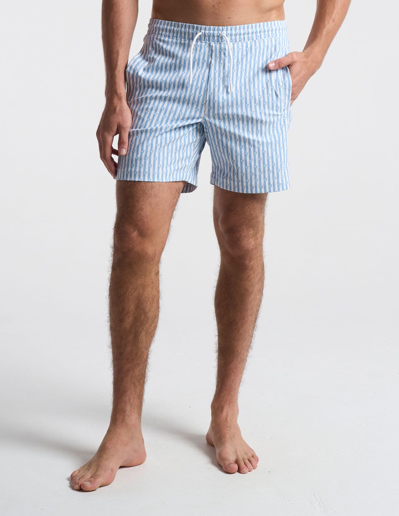 Swim Shorts - Blue & White Stripes