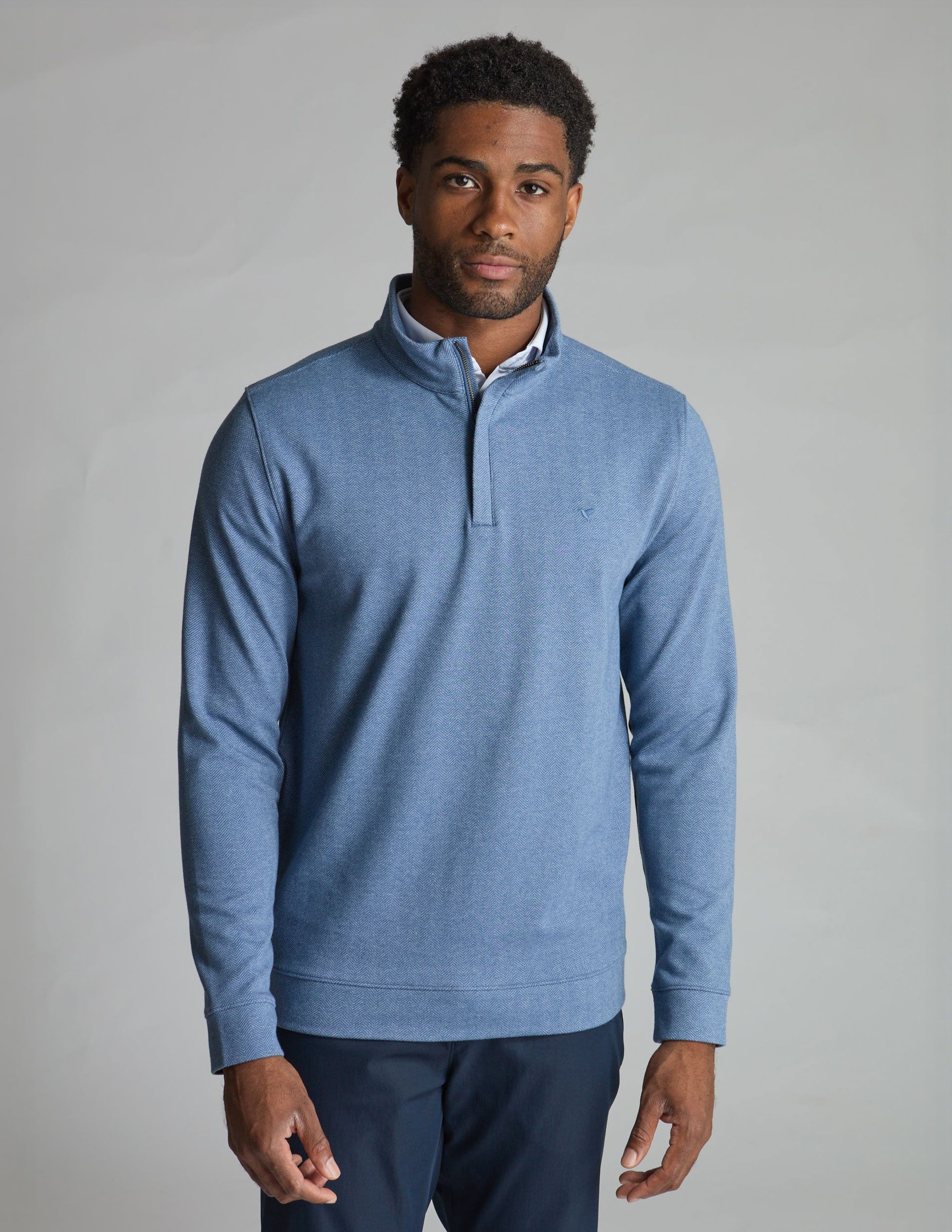 Herringbone Quarter Zip - Vintage Indigo (The PJ Morgan)