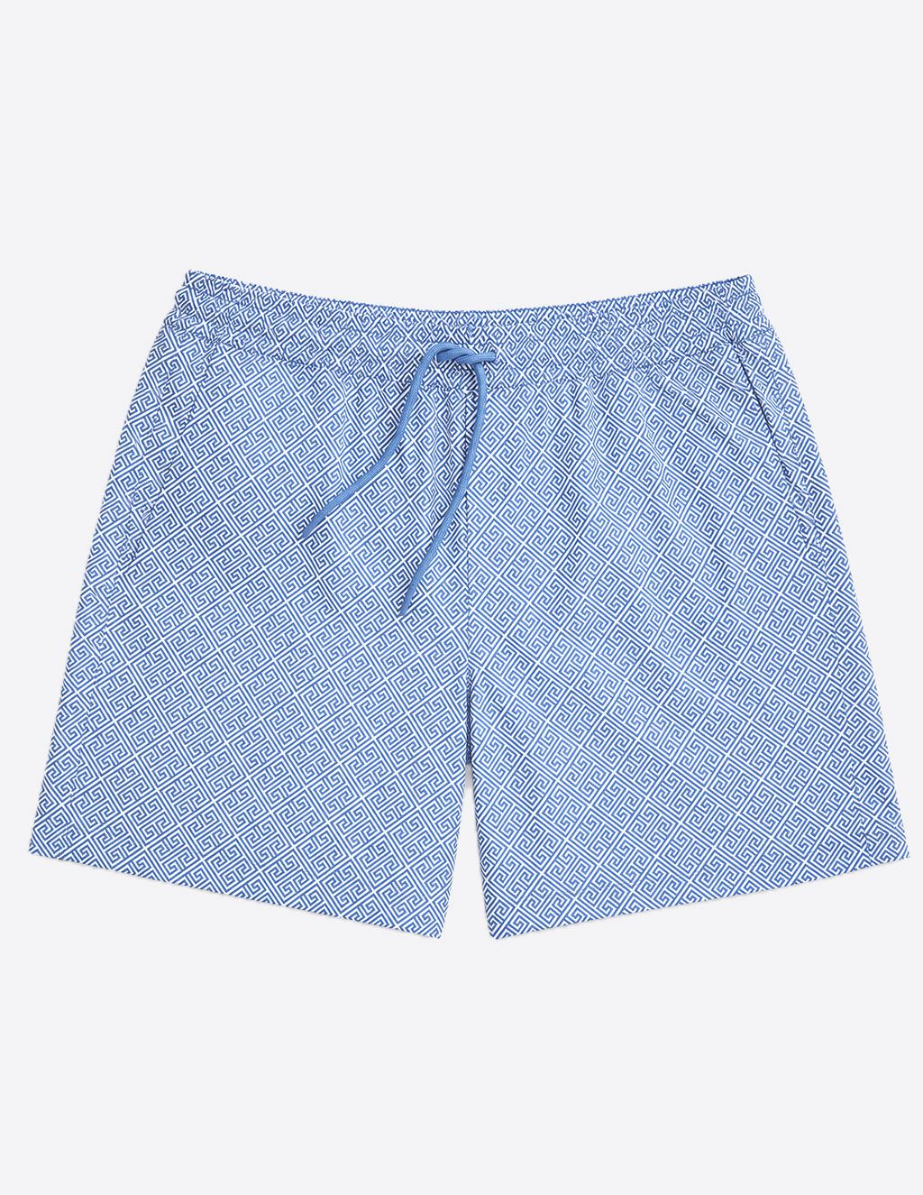 Swim Shorts - Delphi Grid Blue (The Aegean Ease)