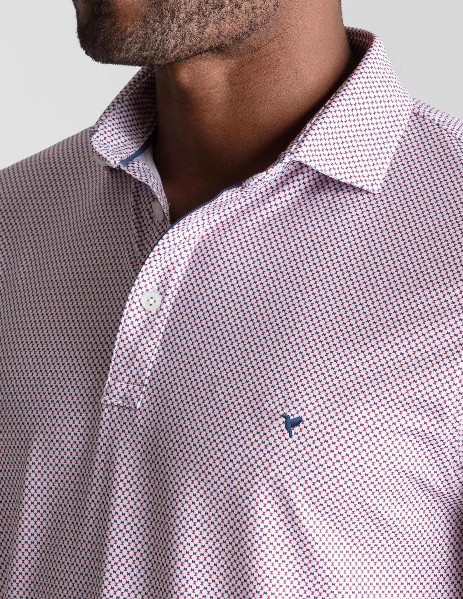NoFlop Golf Polo - Red & Blue Bowtie (The Grip & Ripmore)