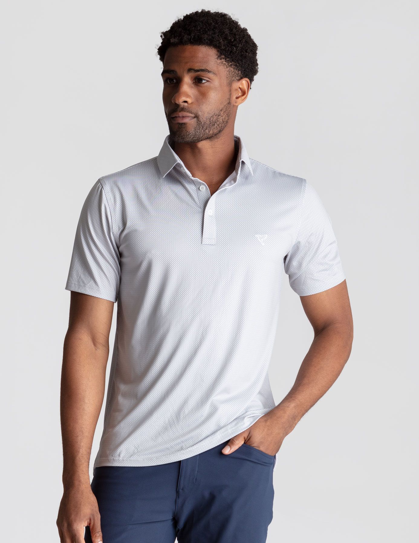 NoFlop Golf Polo - Gray Bowtie (The Clubhouse Fixture)