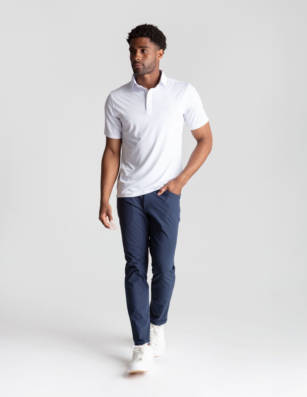 NoFlop Golf Polo - Club White (The Baby Fade)