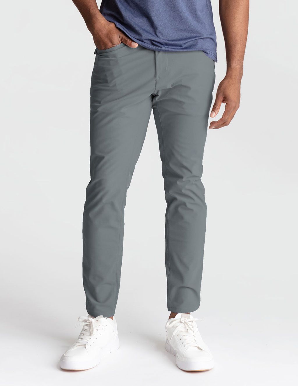 5-Pocket Tech Pants - Dark Gray - Slim Fit