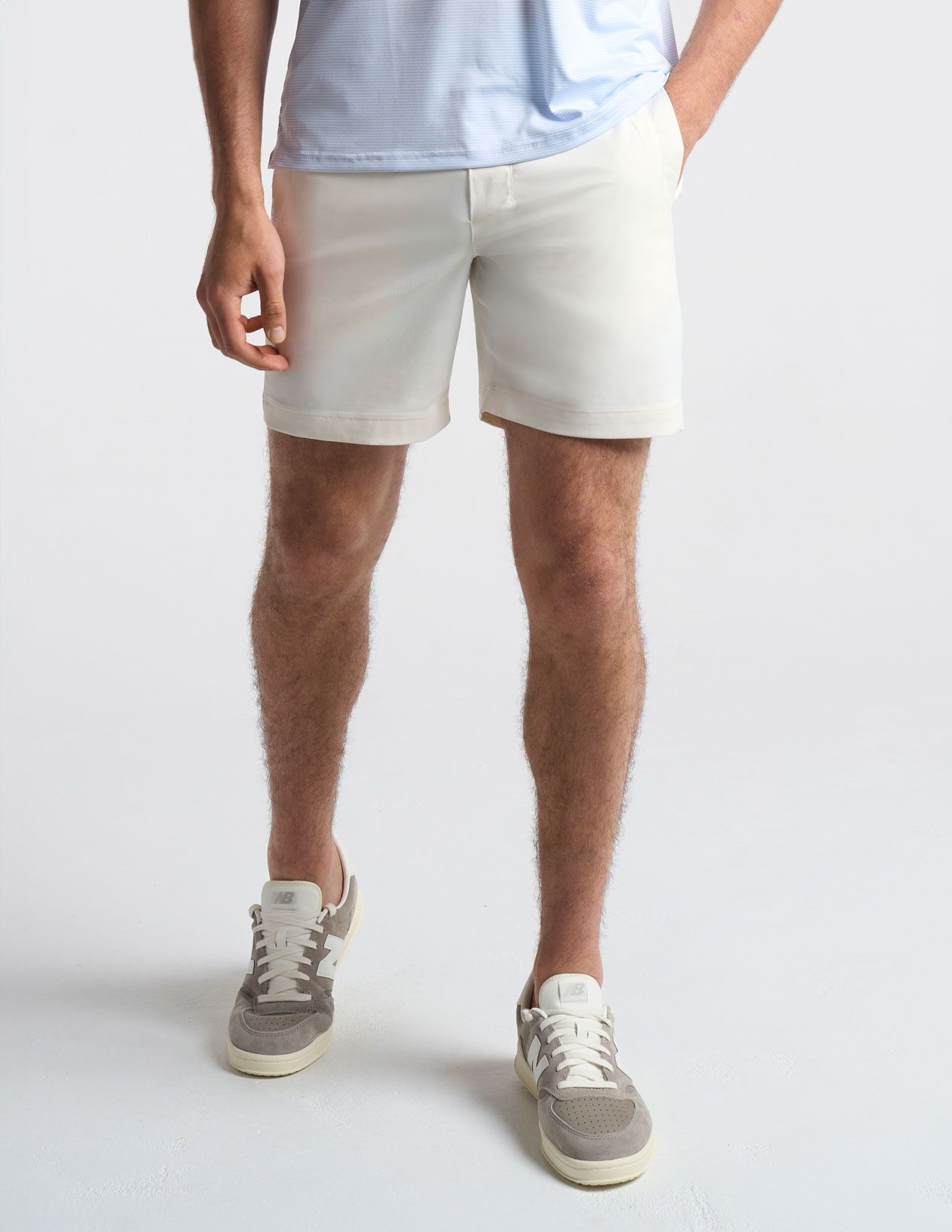 Khaki Shorts - White