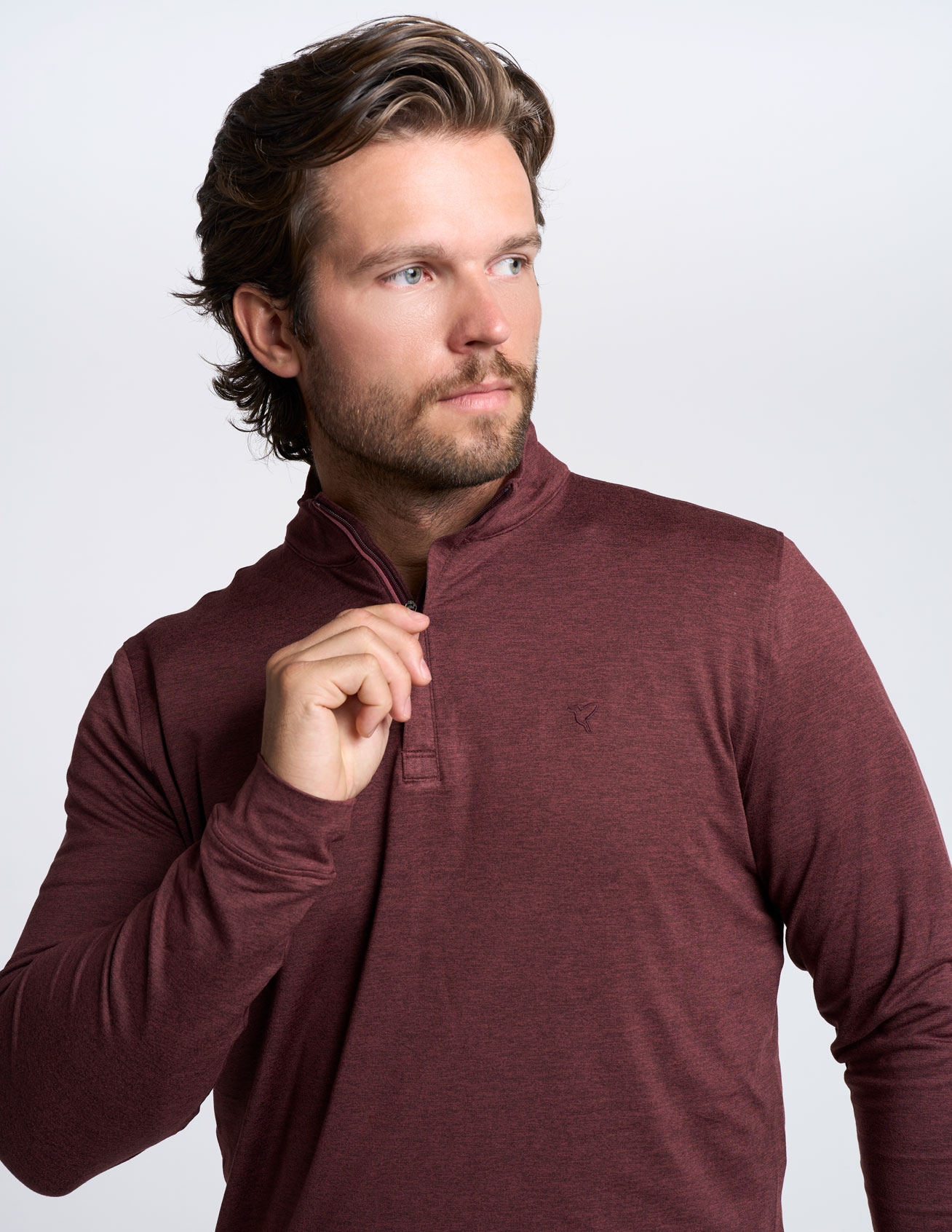 Quarter Zip - Maroon Heather