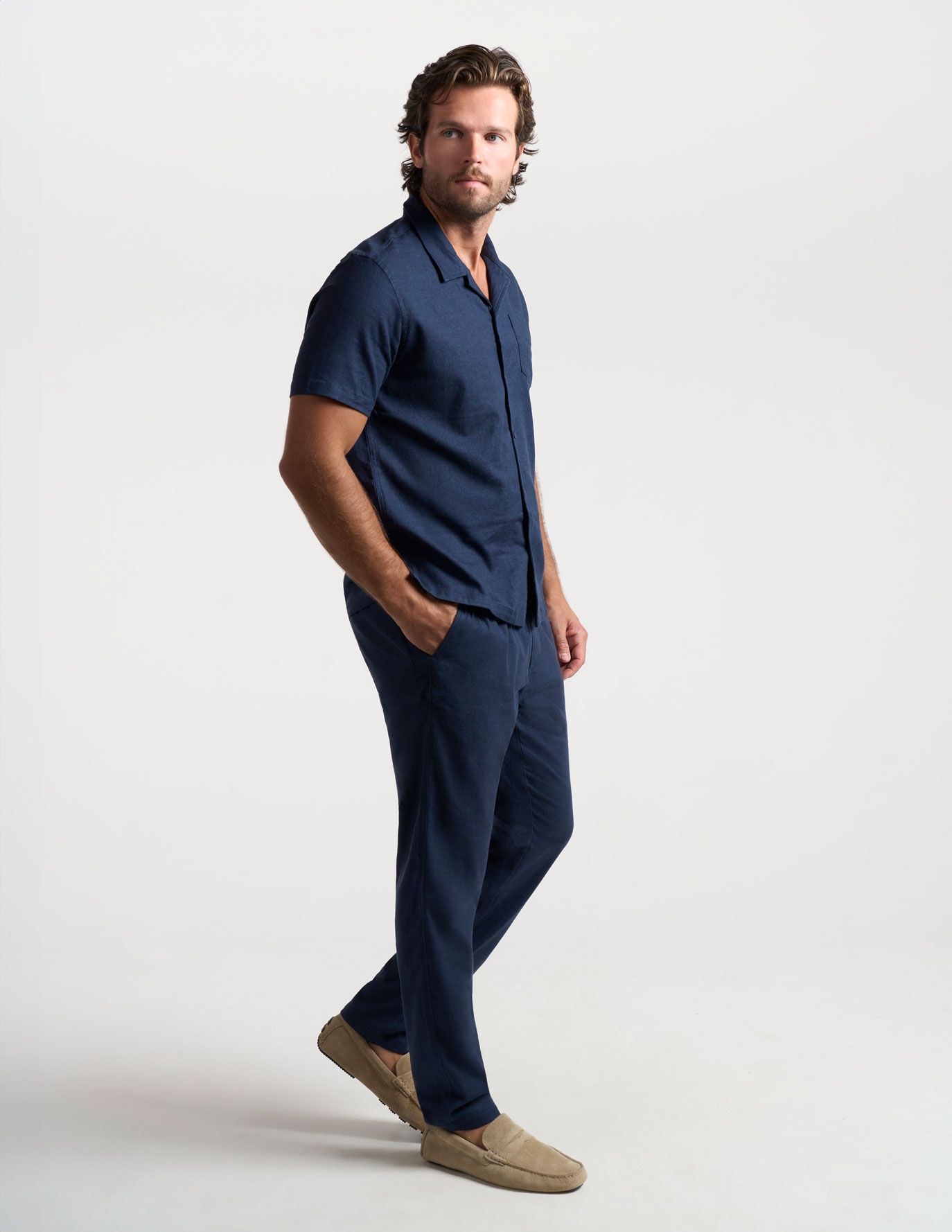 Tech Linen Pants - Navy