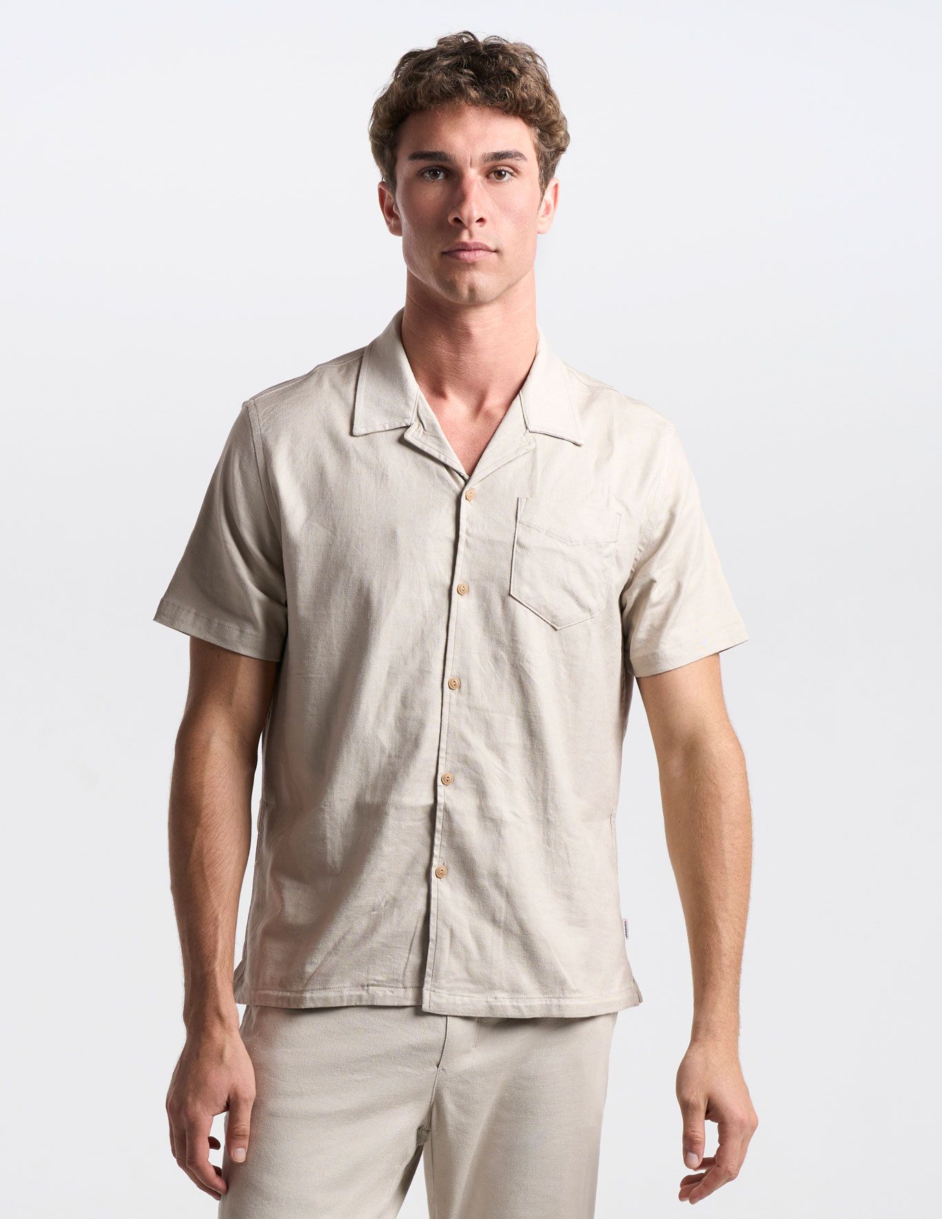 Tech Linen Camp Collar Shirt