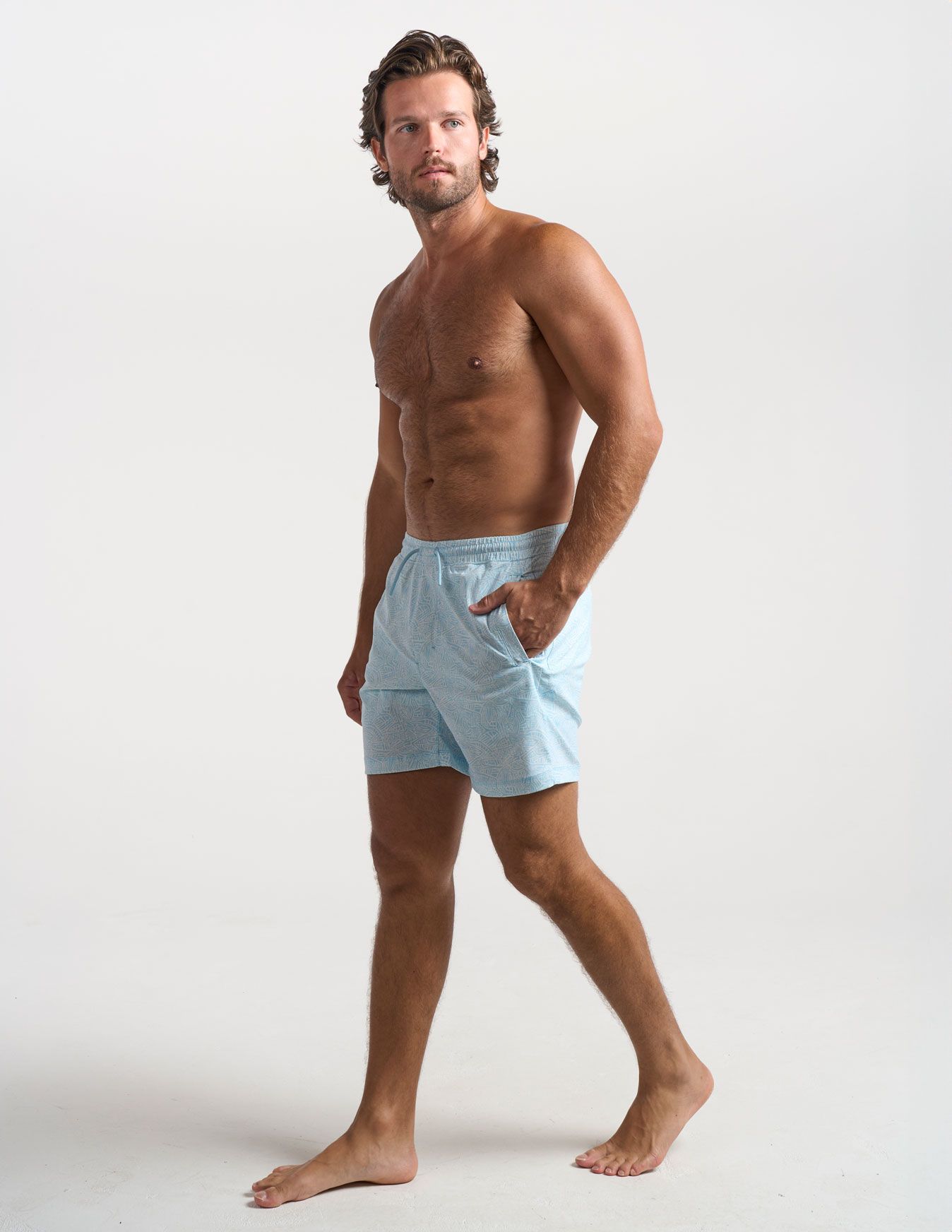 Swim Shorts - Blue & White