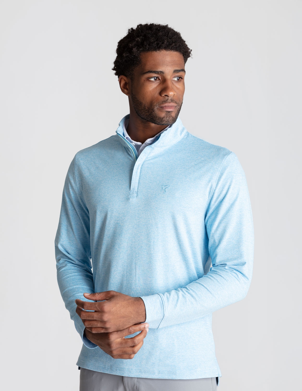 Quarter Zip - Light Blue Heather