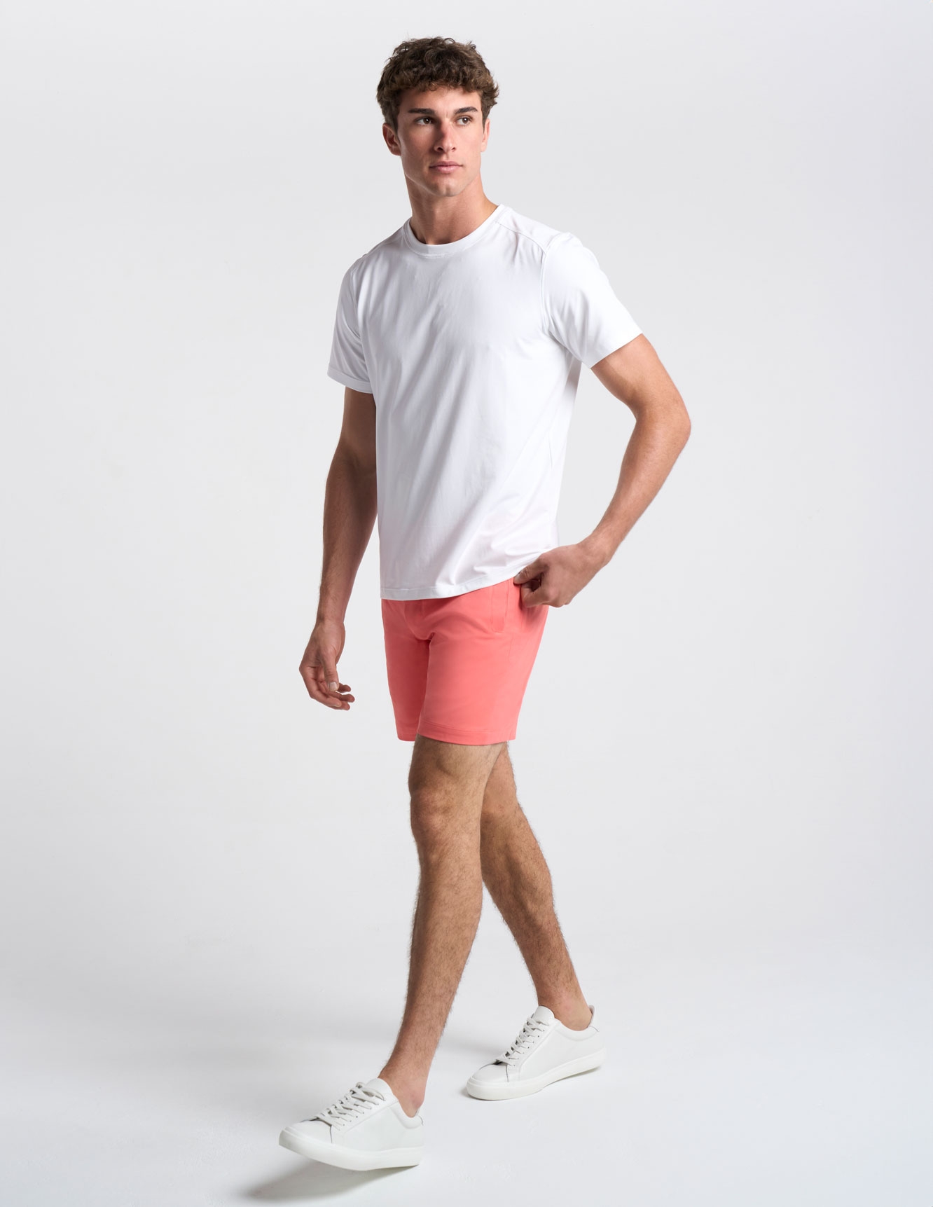 Khaki Shorts - Lobster Red