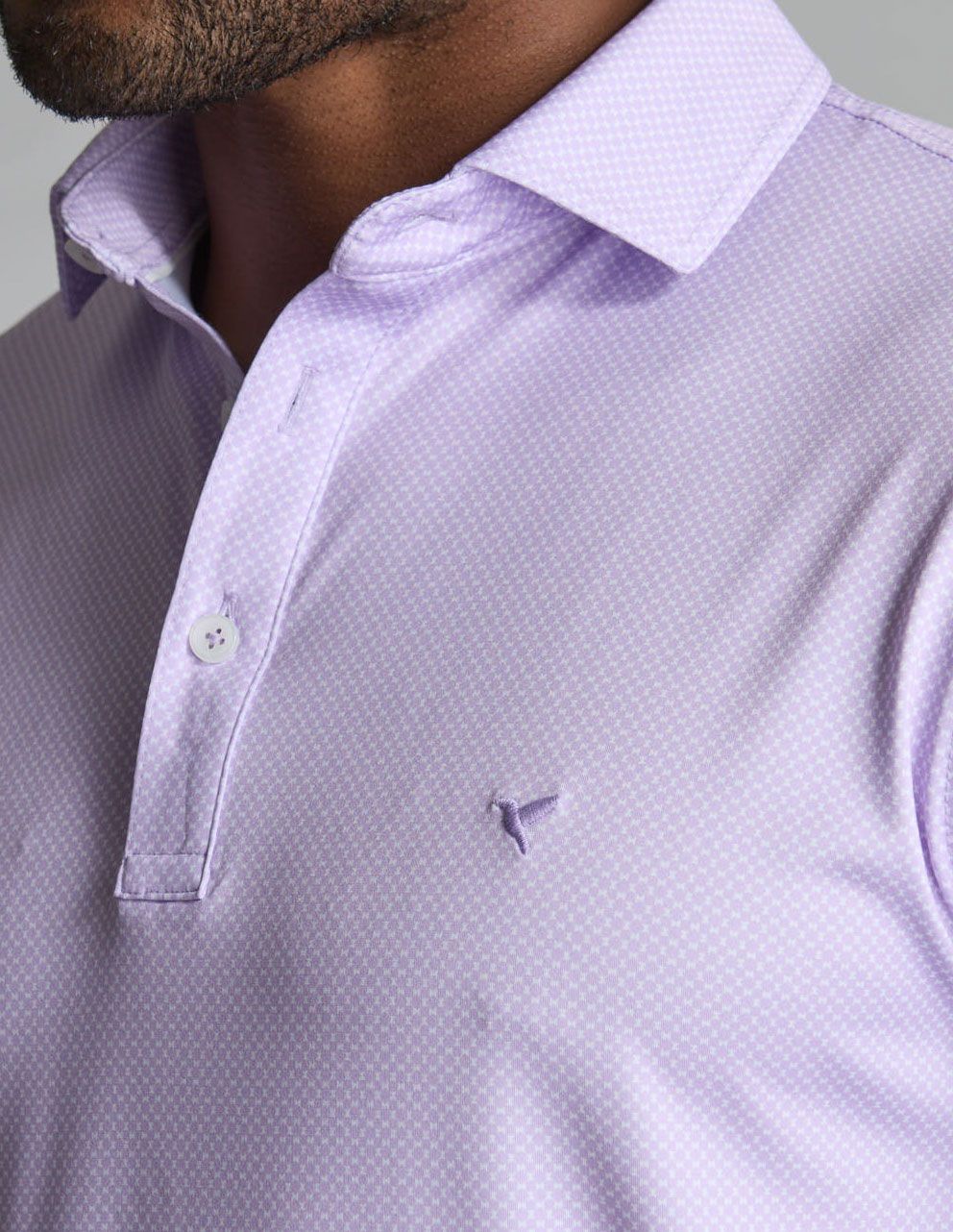 NoFlop Golf Polo - Purple & White Bowtie (Mulligan's Island)