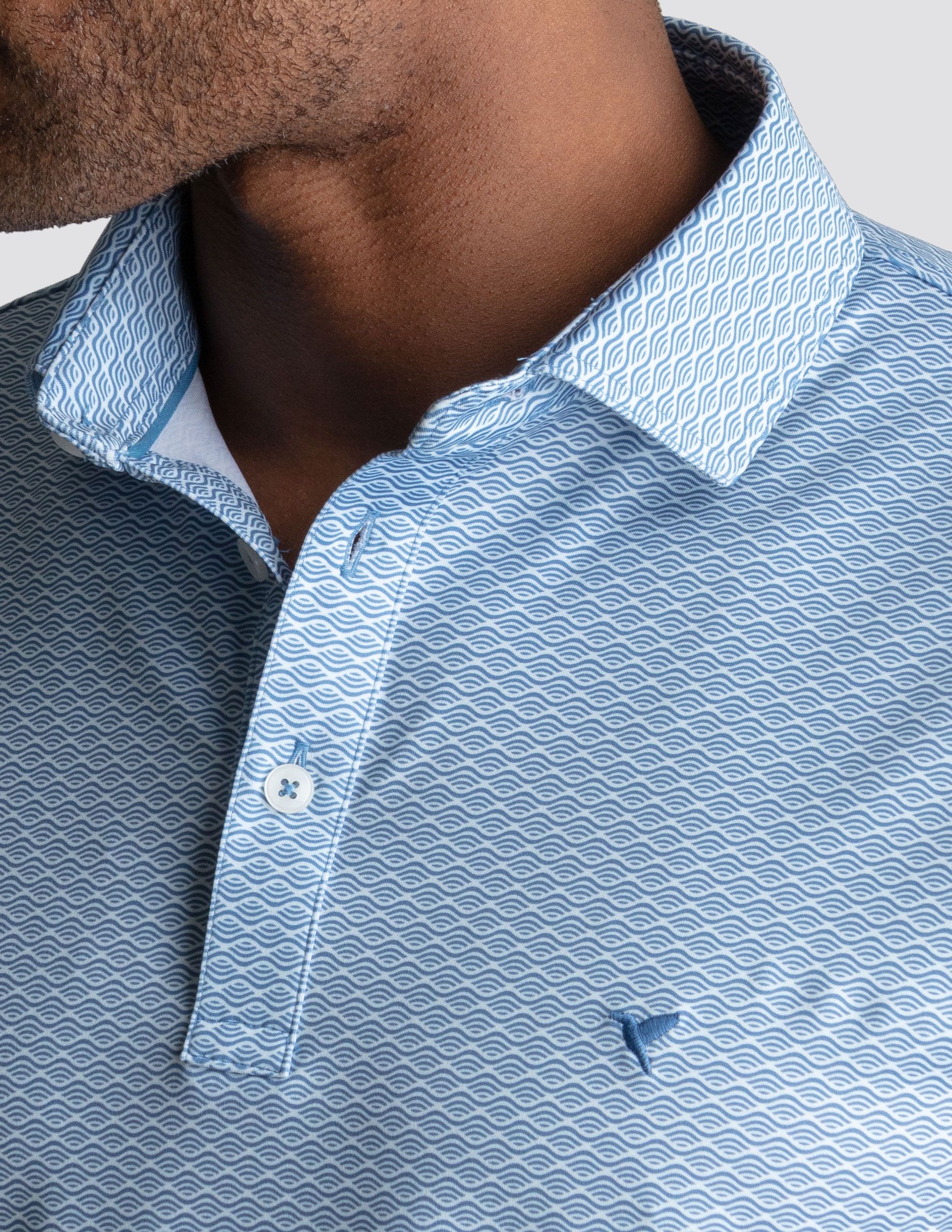 NoFlop Golf Polo - Blue Wave