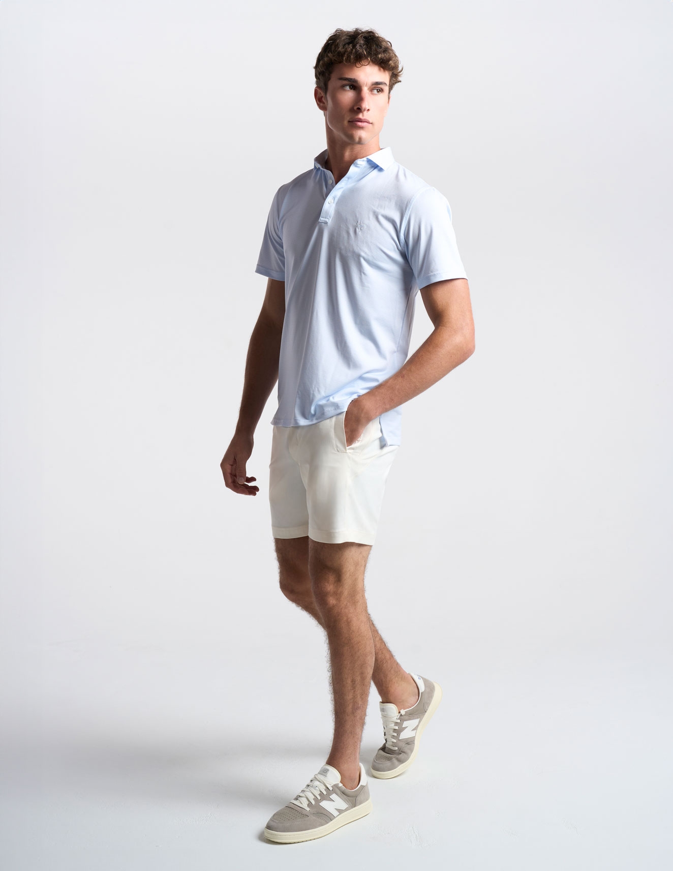 Khaki Shorts - White