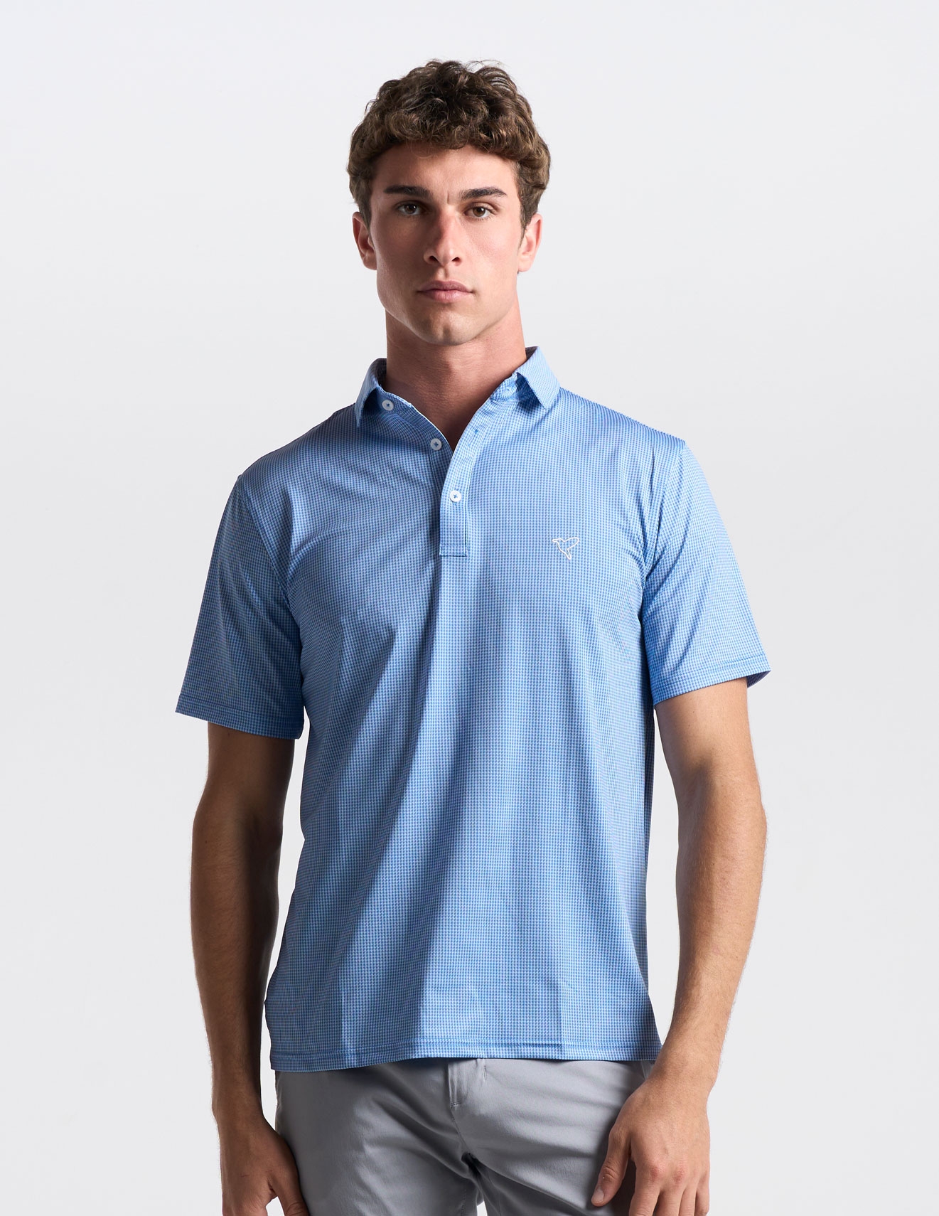 Performance Polo - Blue Houndstooth