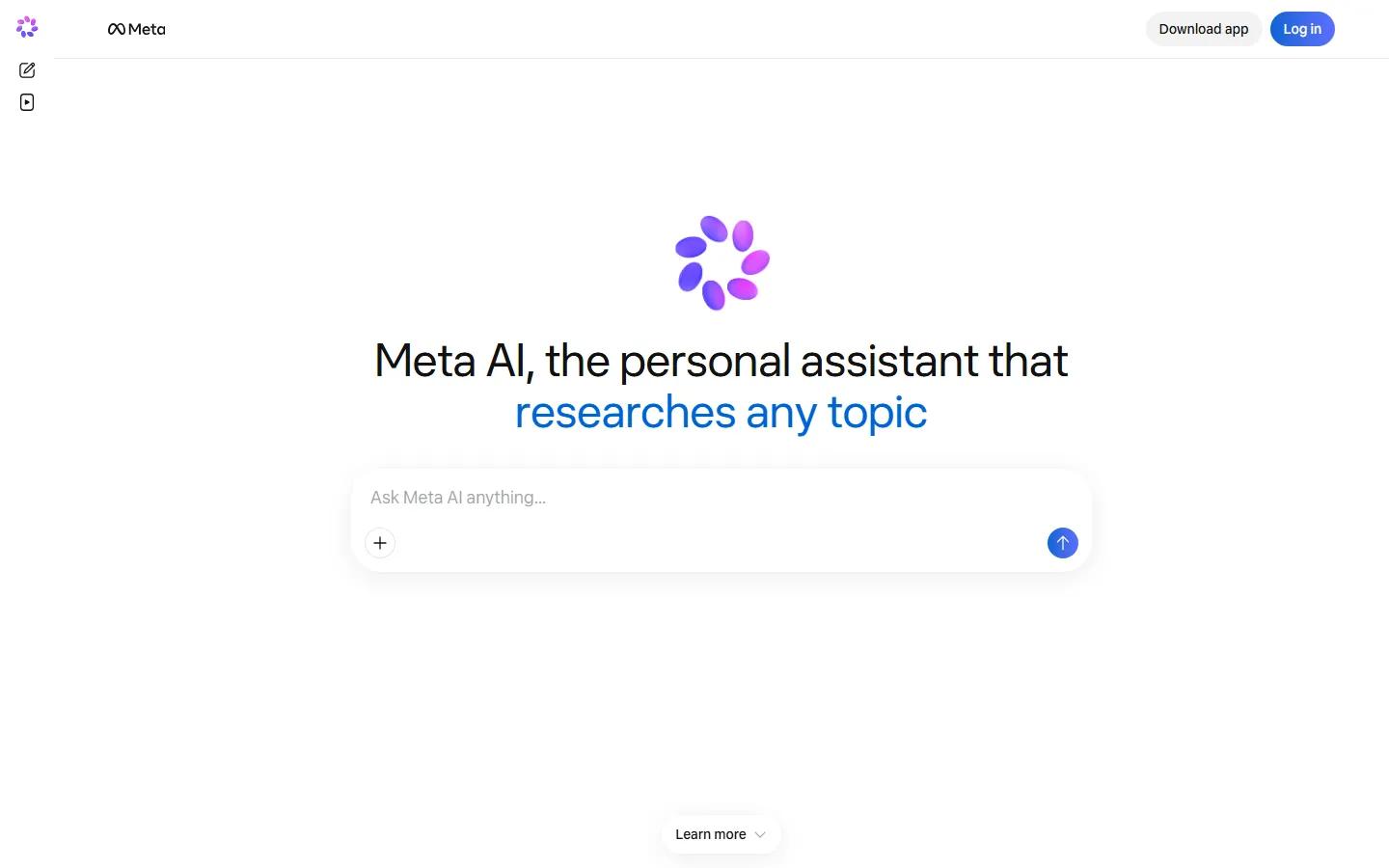 Meta AI homepage screenshot captured in October 2026
