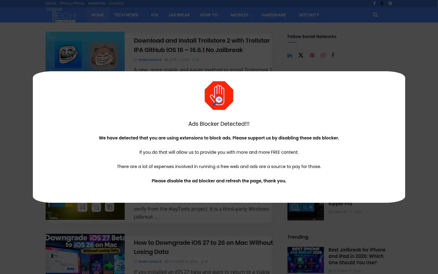 Techacrobat homepage screenshot