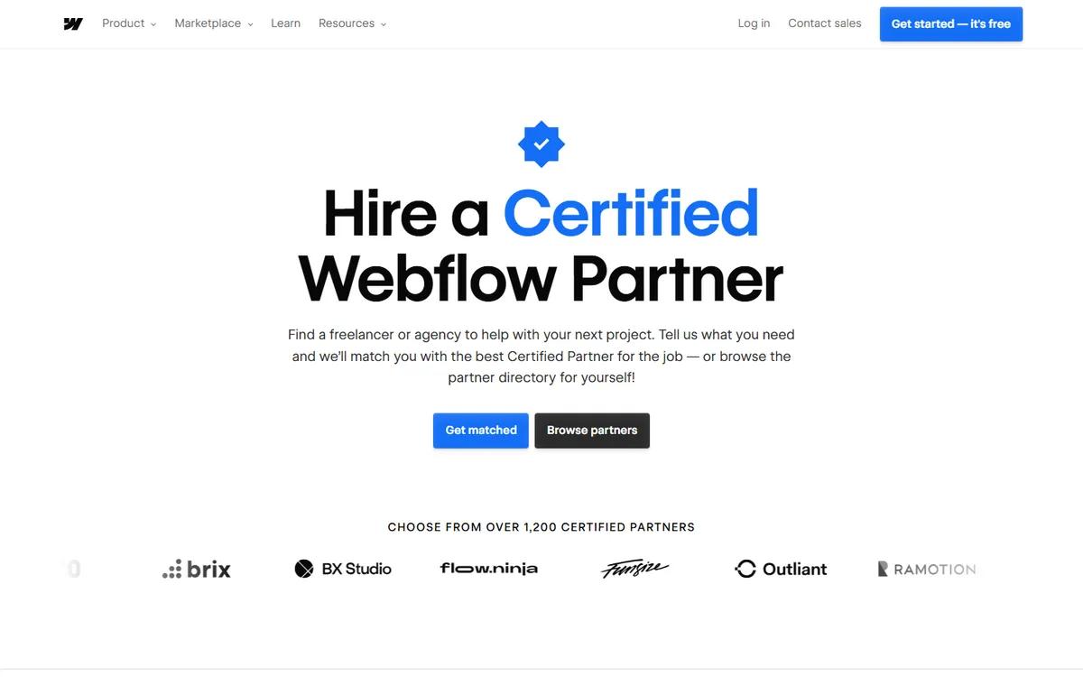 Webflow Certified Partners directory screenshot captured in September 2026