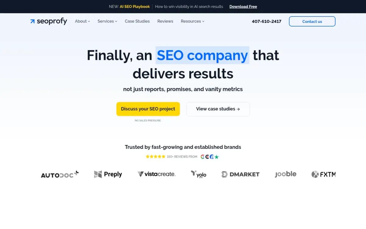 SeoProfy homepage screenshot captured in October 2026