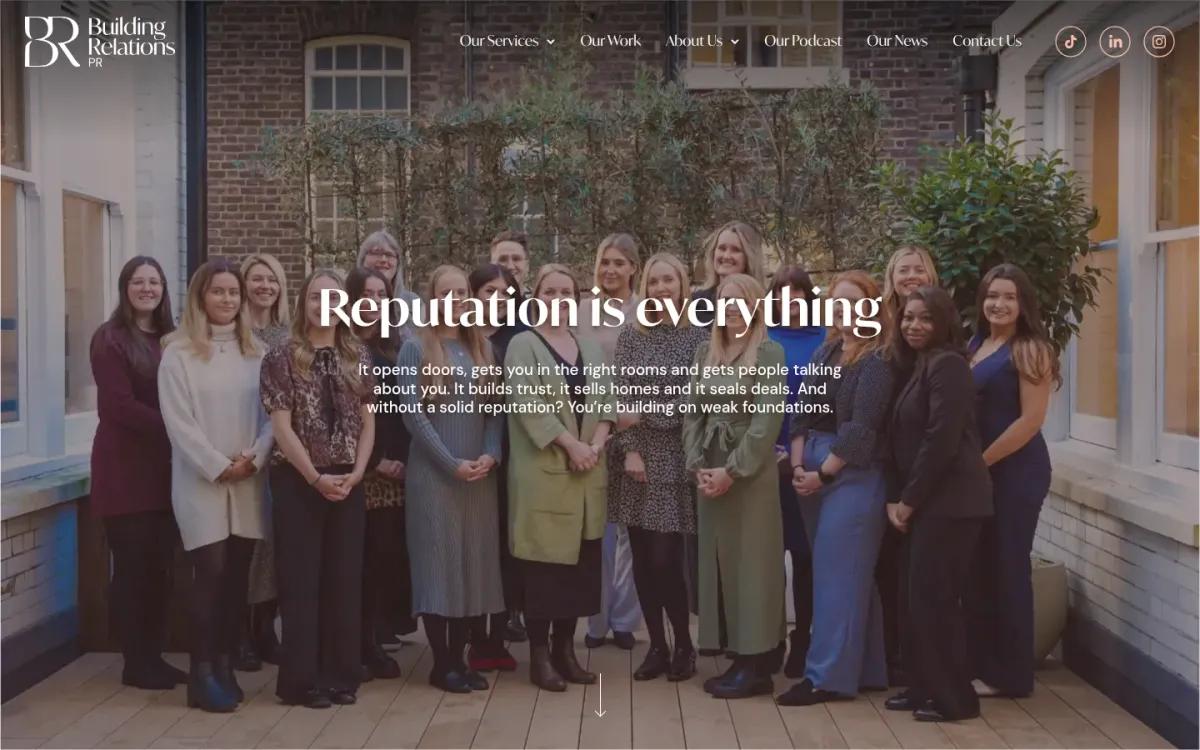 Building Relations PR homepage screenshot captured in October 2026