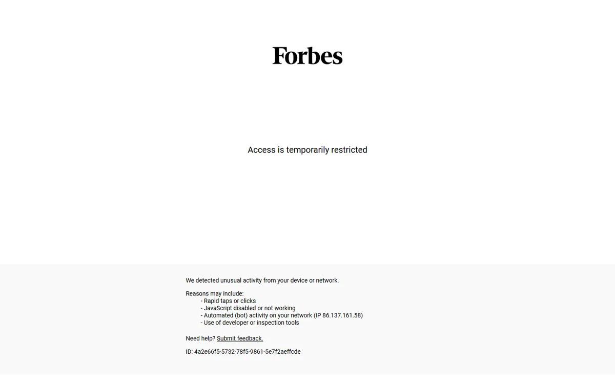 Example of a Forbes article built around original data