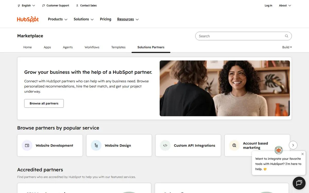 HubSpot Solutions Directory directory screenshot captured in September 2026