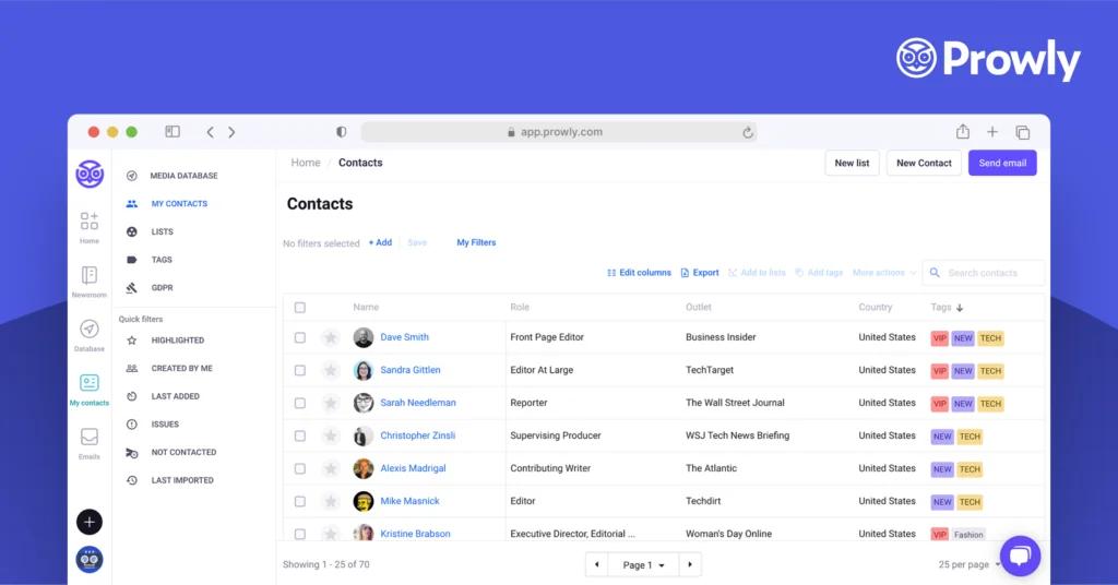 Prowly interface