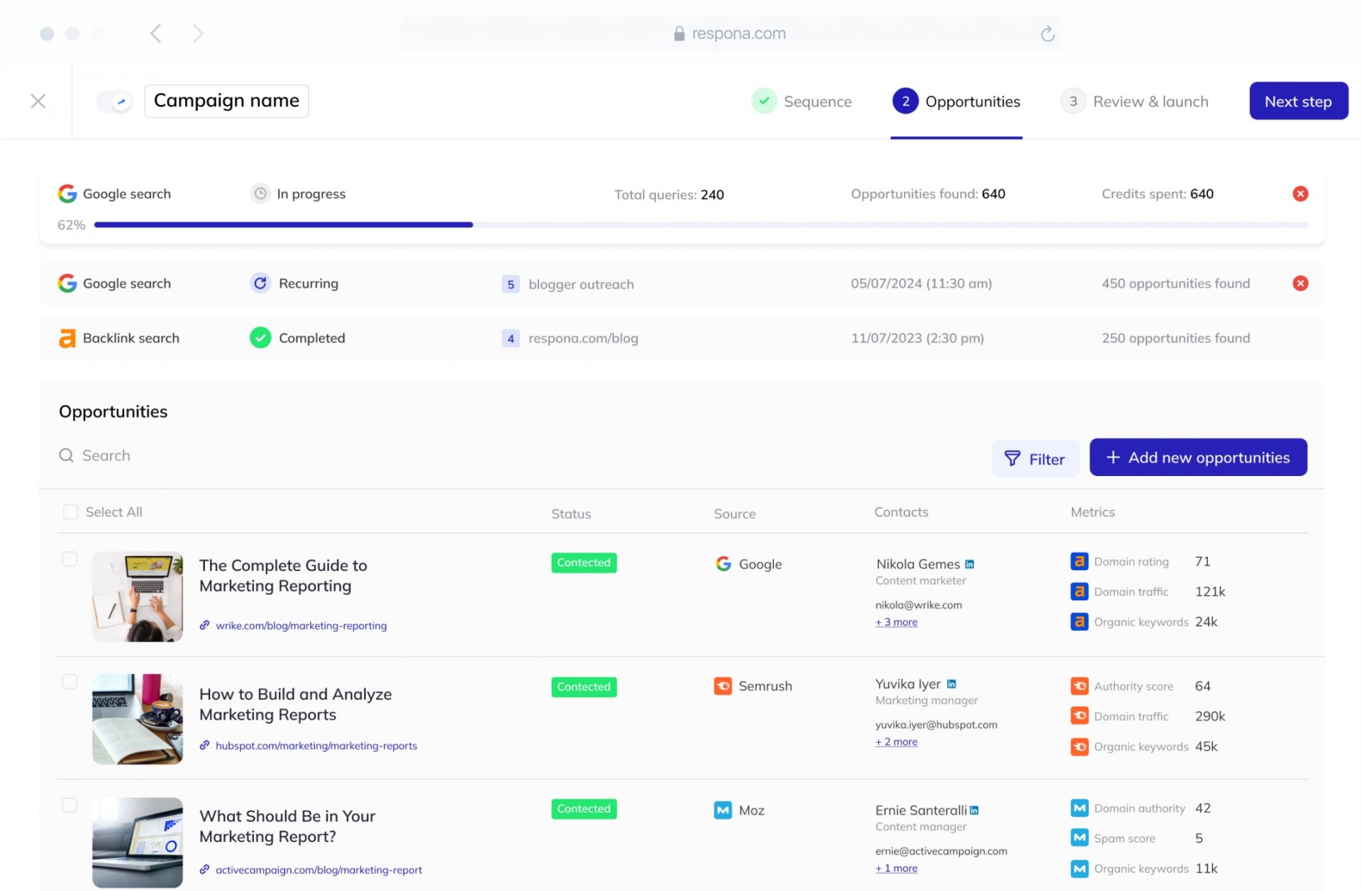 Respona interface
