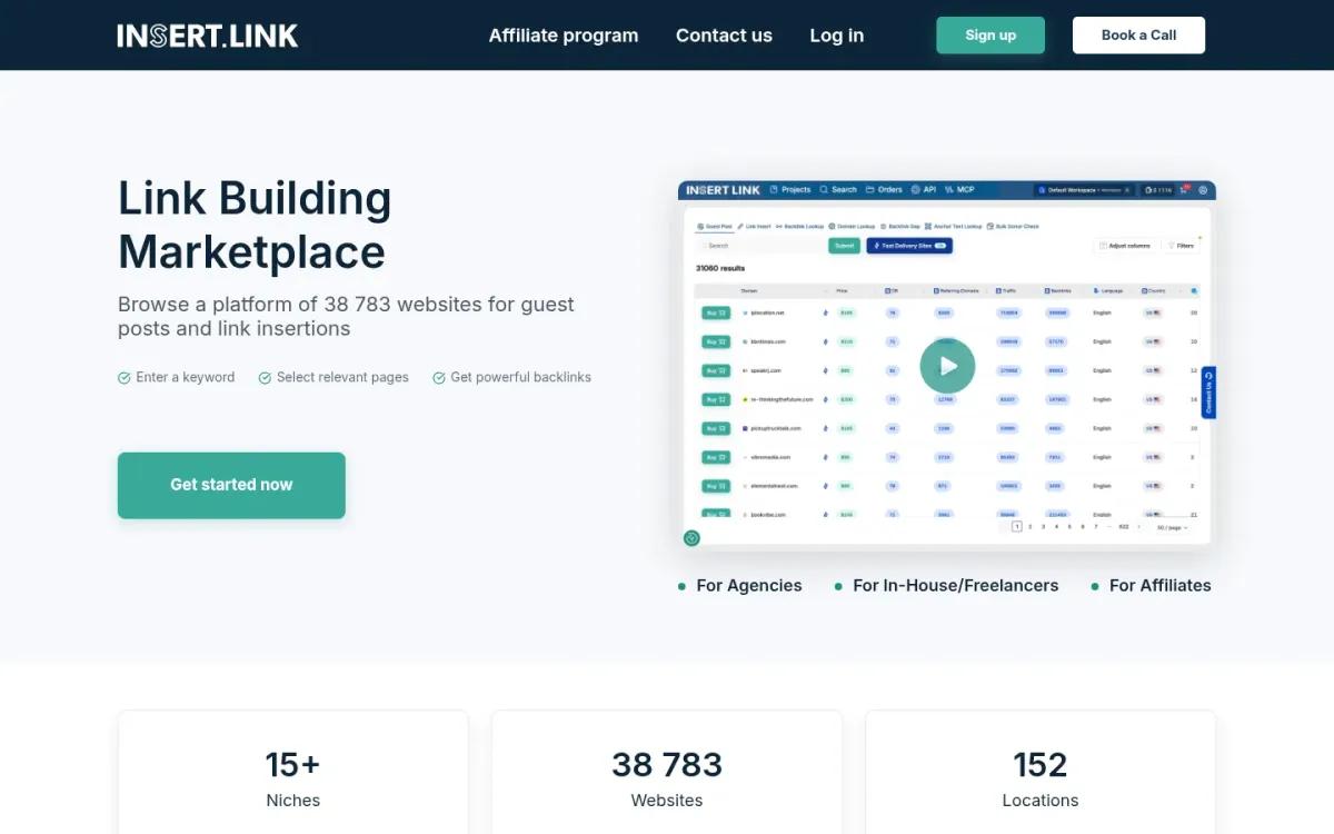 INSERT.LINK homepage screenshot captured in October 2026