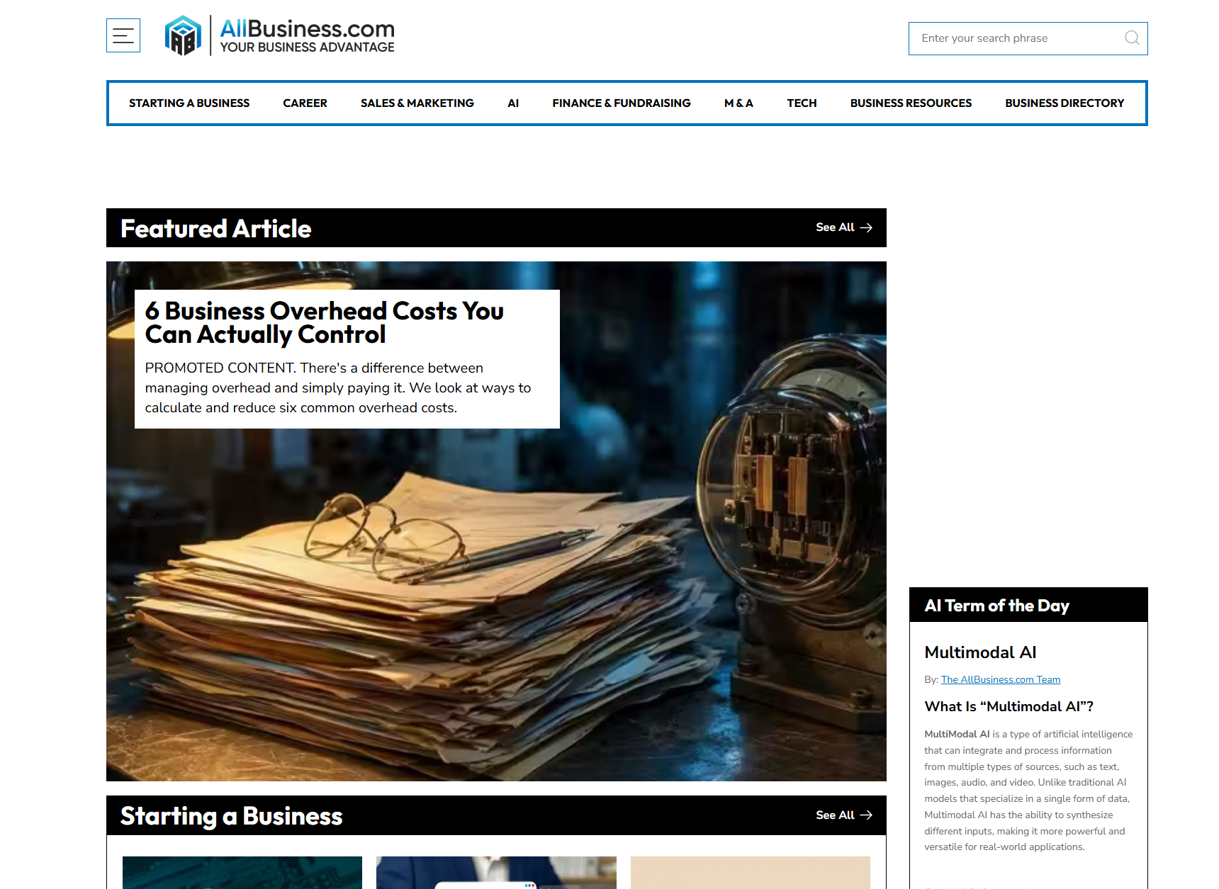AllBusiness homepage screenshot