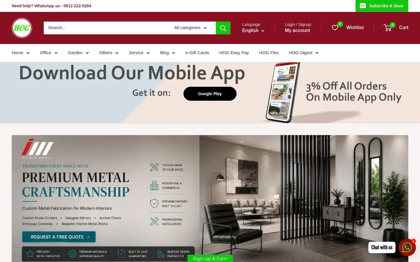 HOG Furniture homepage screenshot