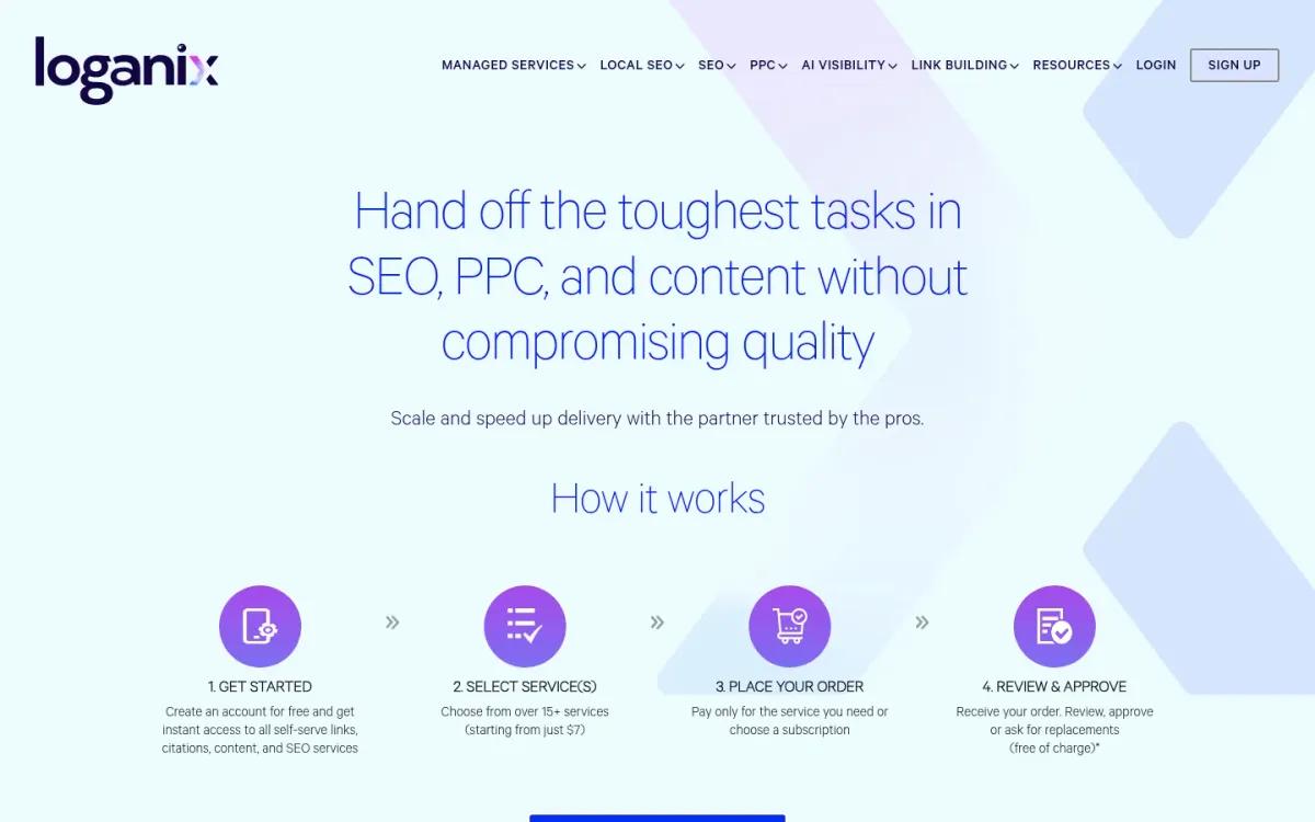 Loganix homepage screenshot captured in October 2026