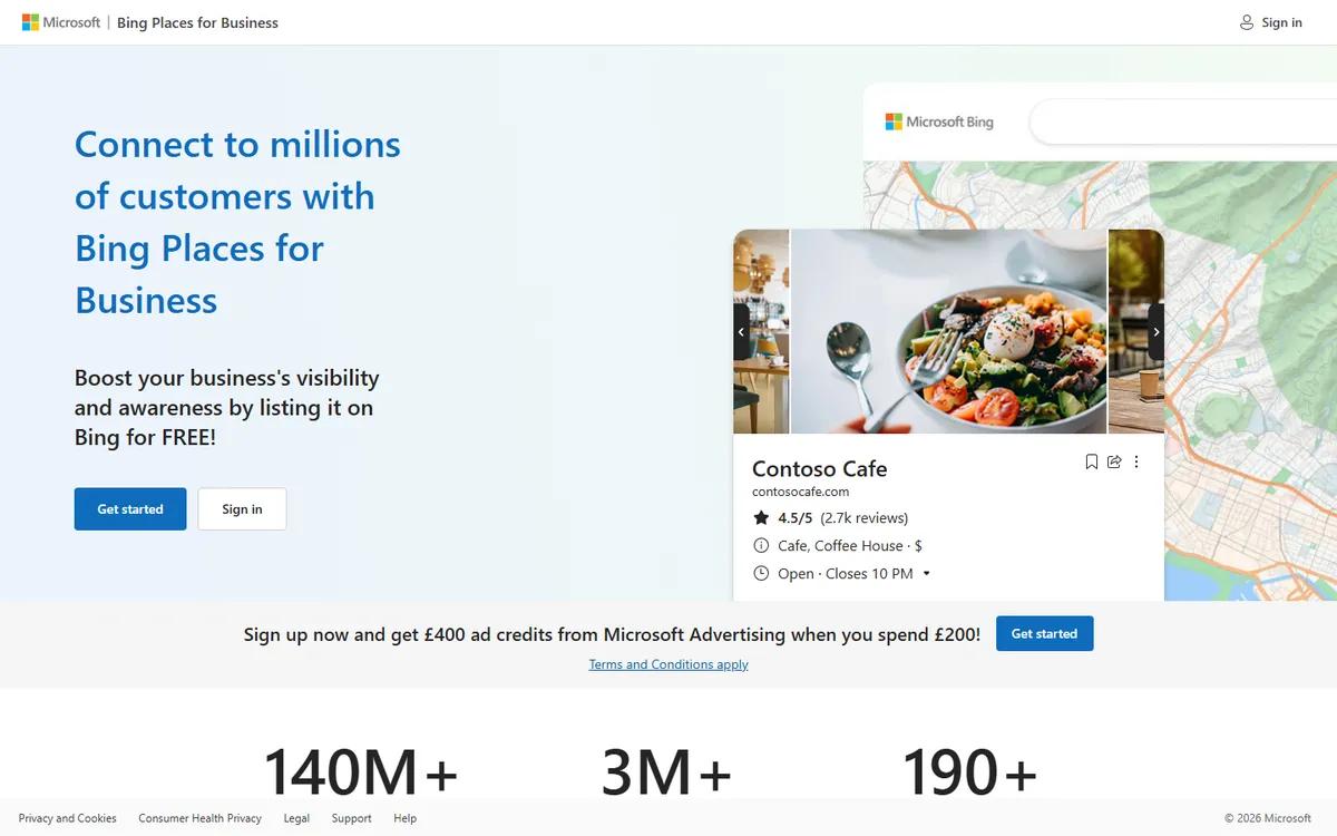 Bing Places for Business directory screenshot captured in September 2026