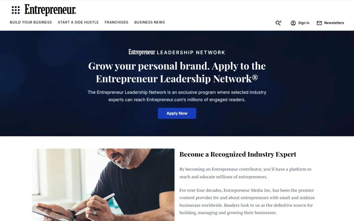 Entrepreneur Leadership Network contributor programme page