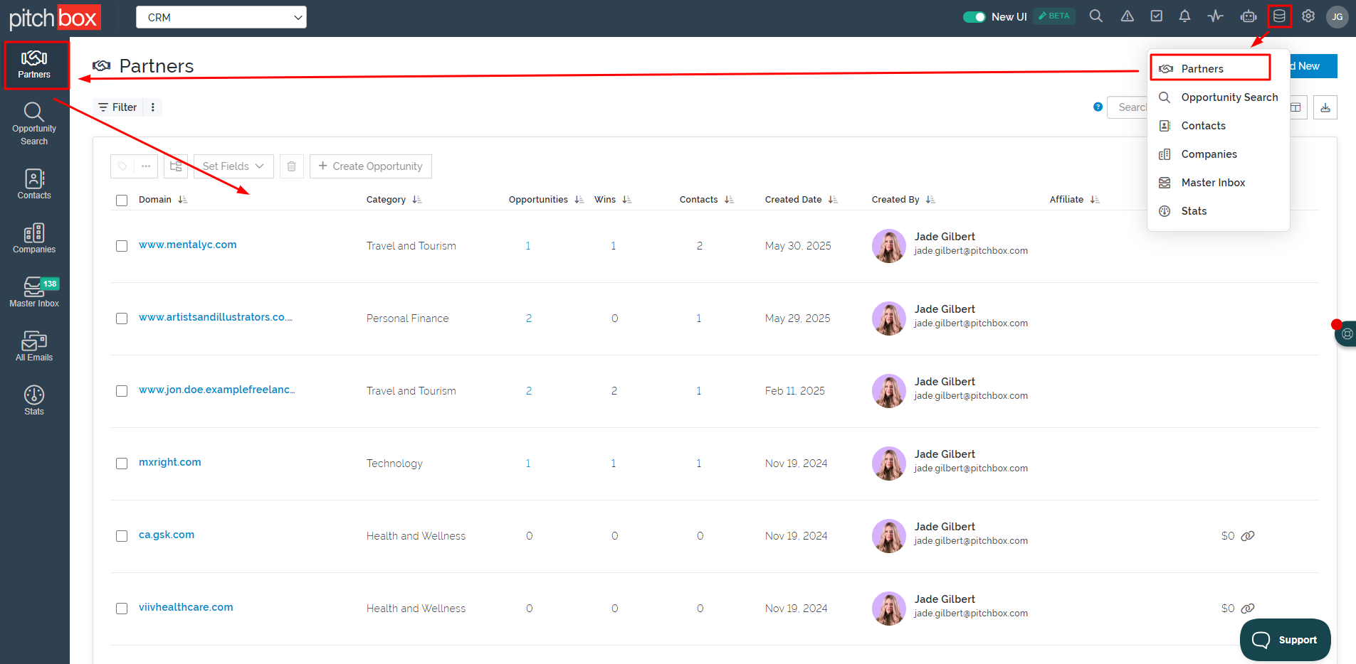 Pitchbox interface