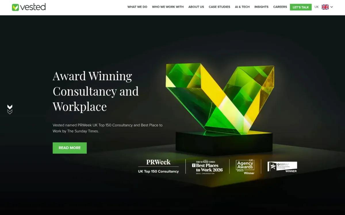 Vested homepage screenshot captured in October 2026