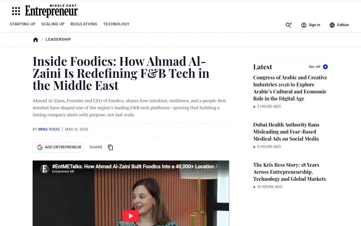 Example of an Entrepreneur founder profile article