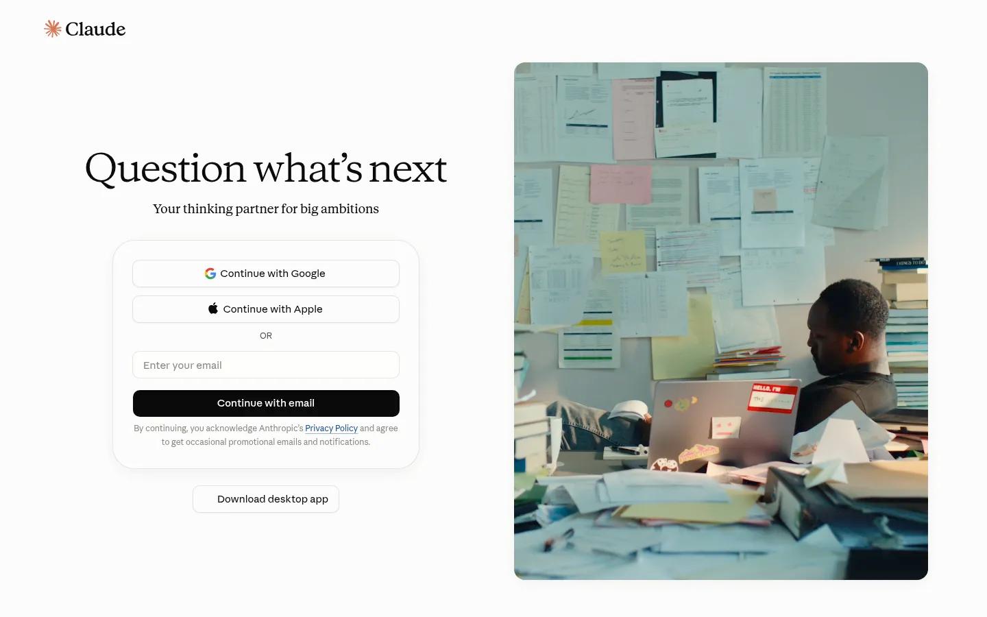 Claude homepage screenshot captured in October 2026