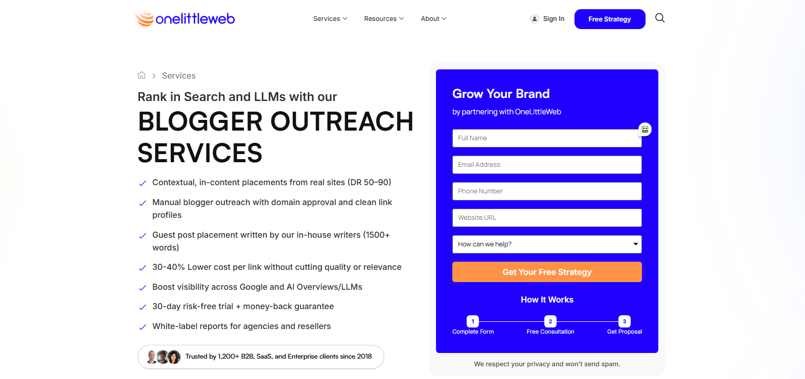 OneLittleWeb blogger outreach service