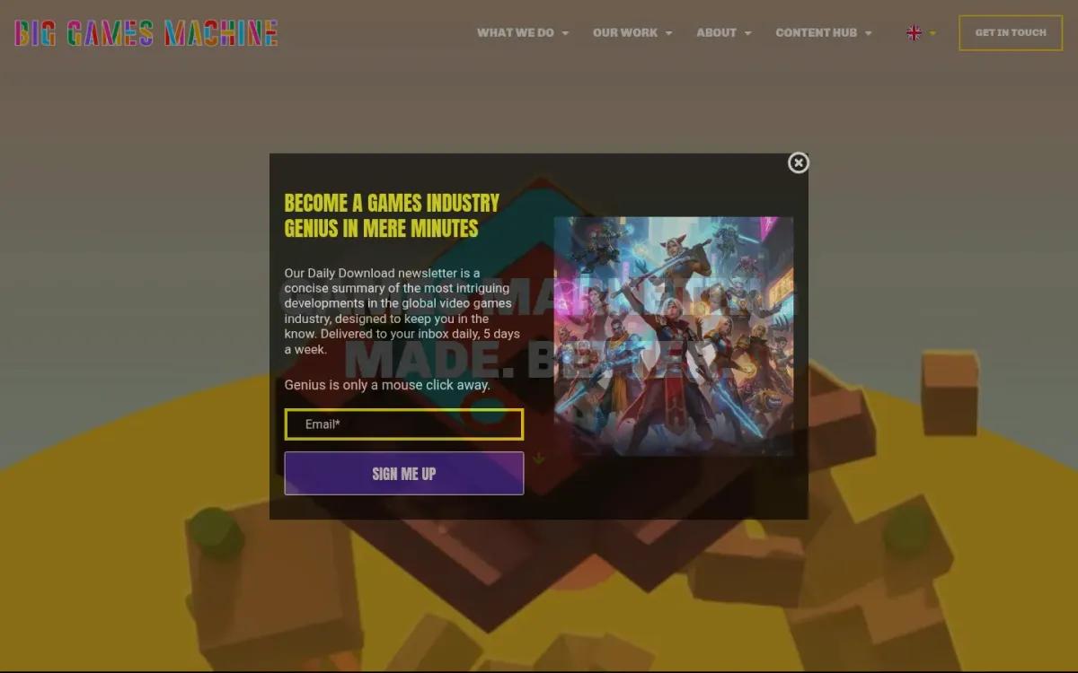 Big Games Machine homepage screenshot captured in October 2026