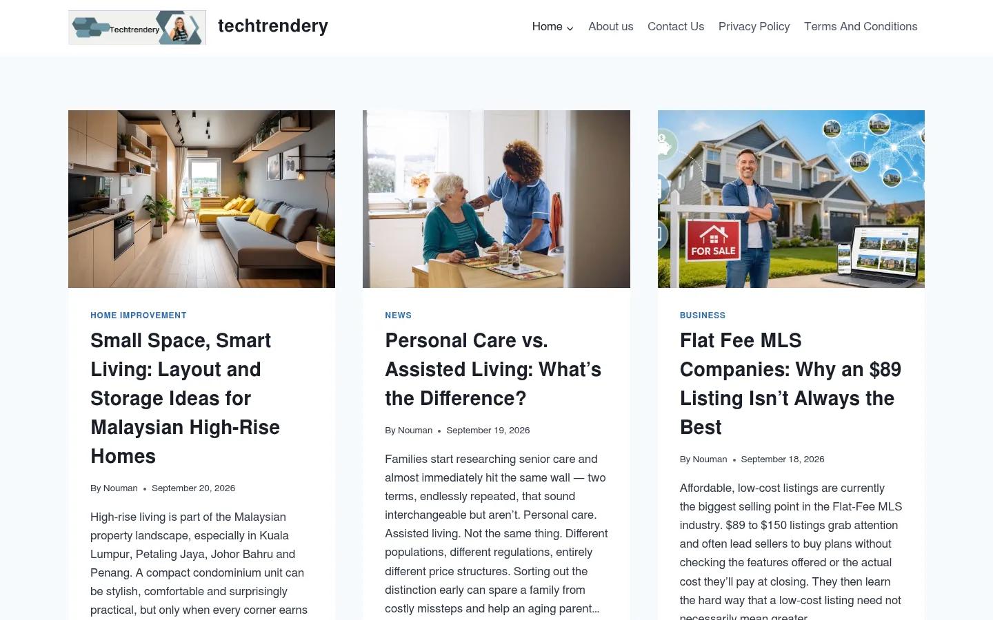 Techtrendery homepage screenshot