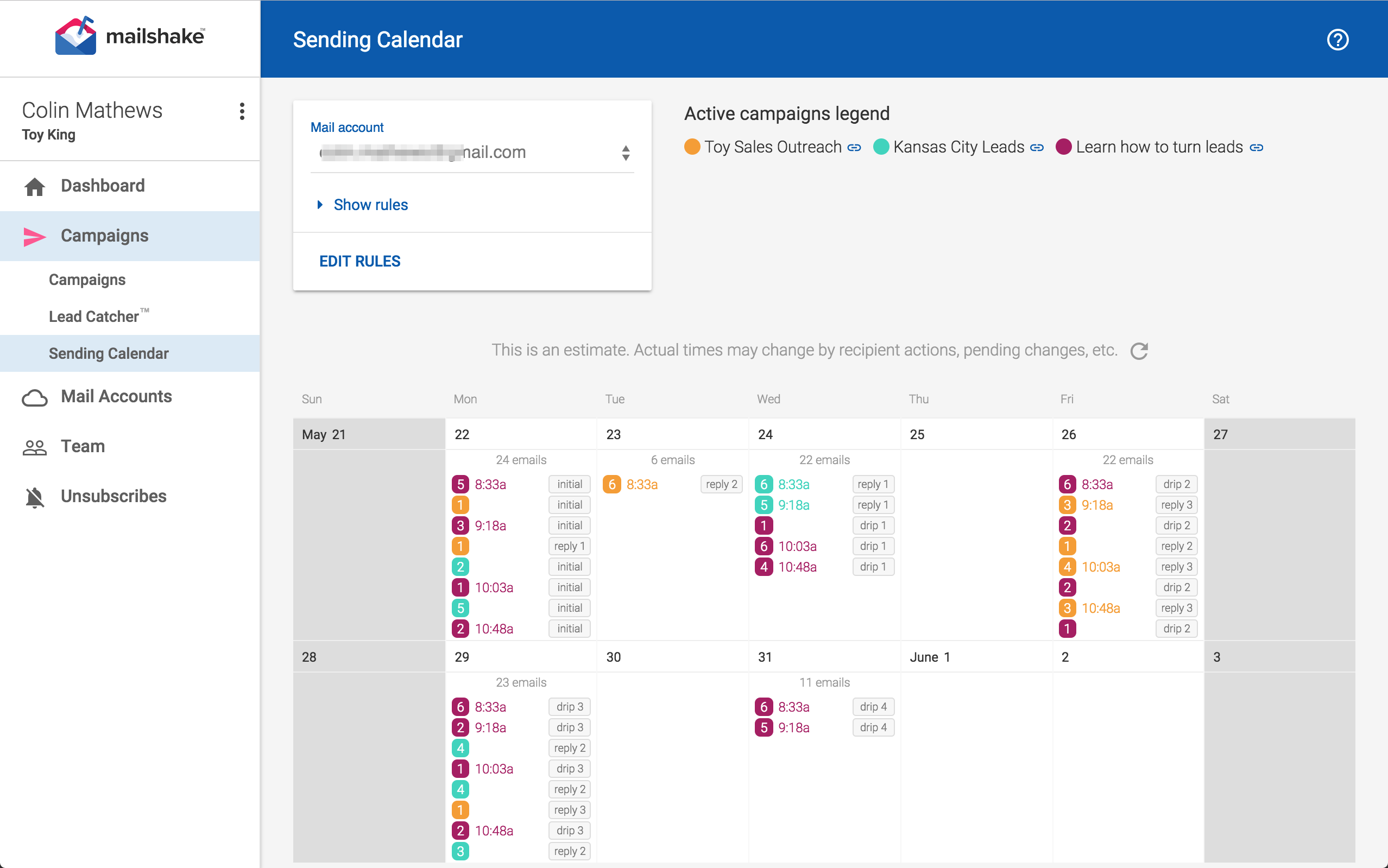 Mailshake interface